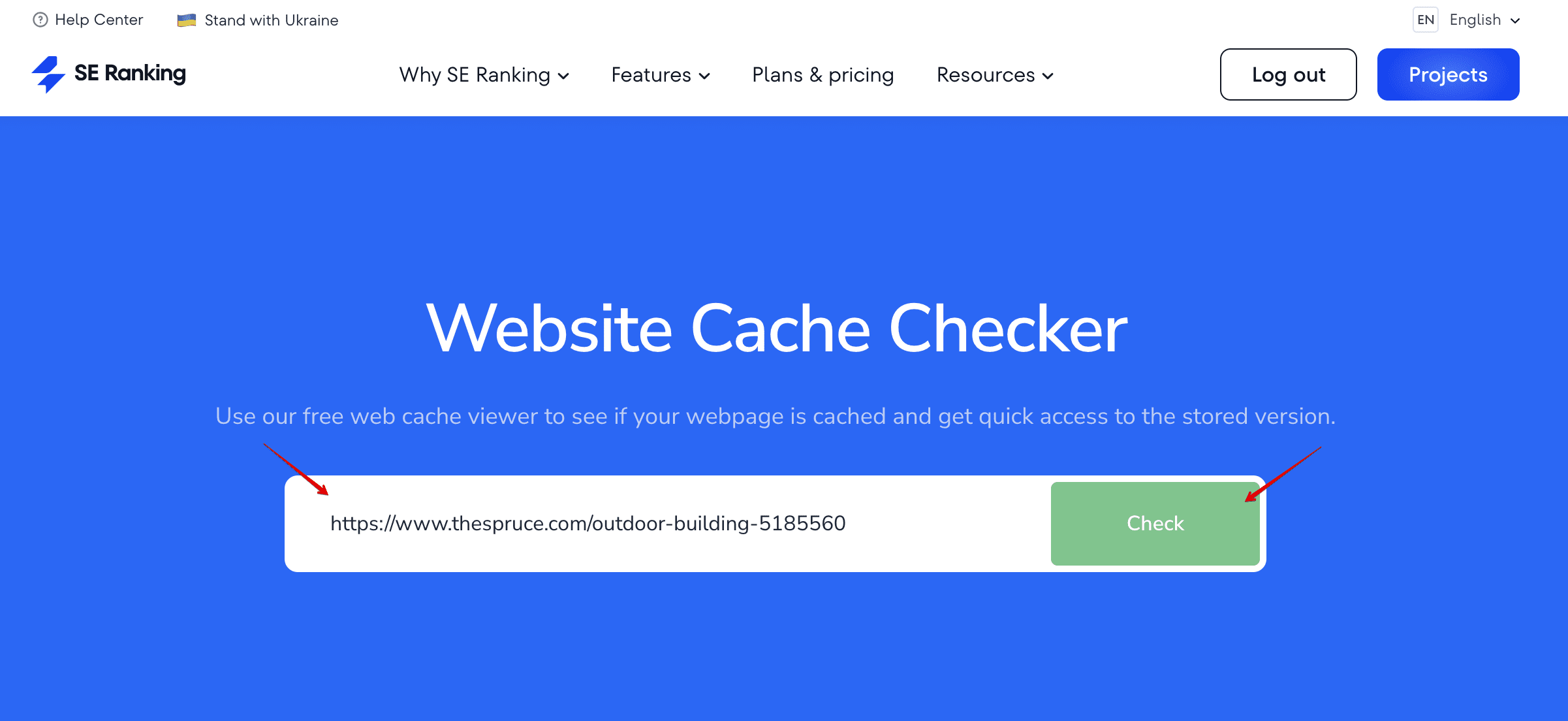 SE Ranking's Website Cache Checker