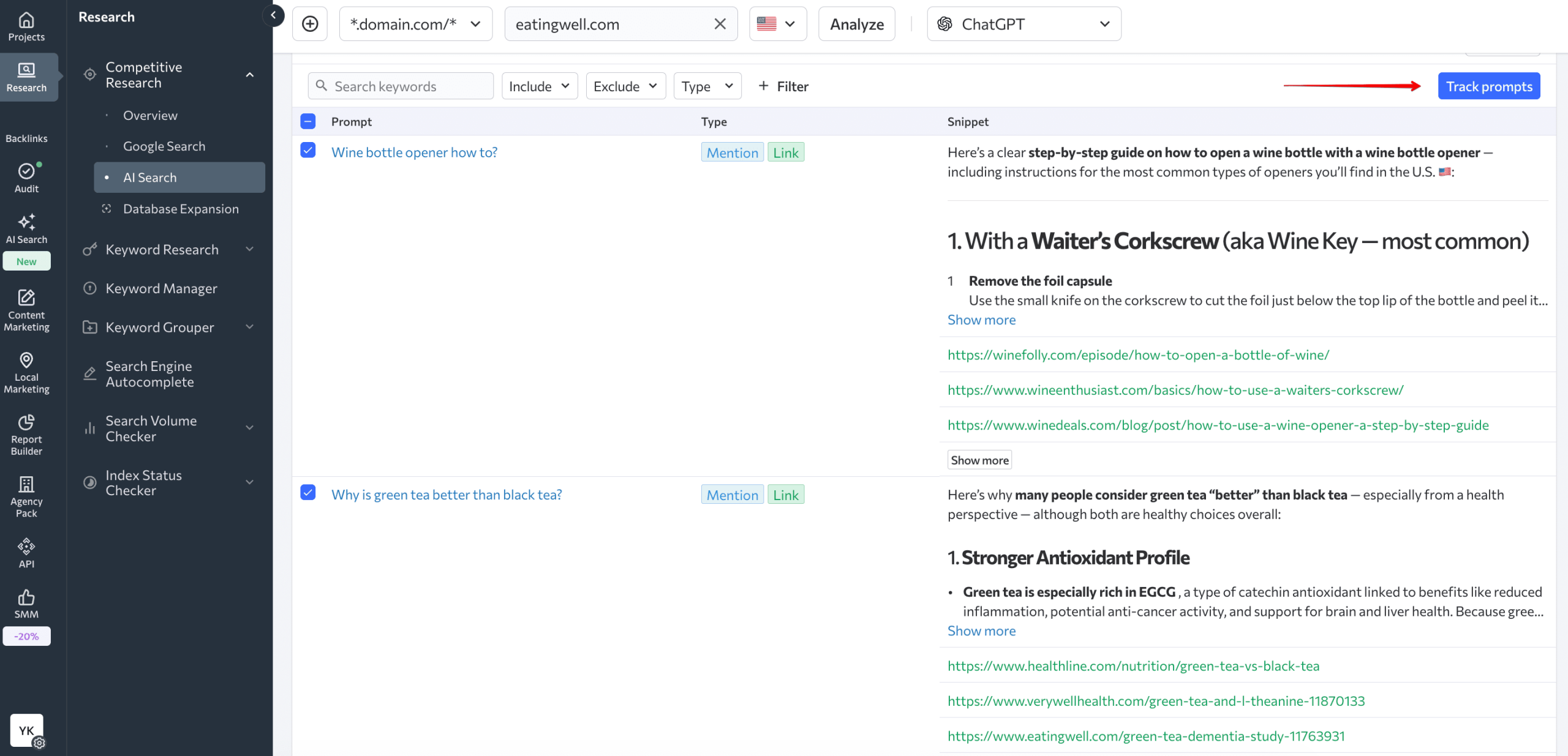 Add prompts to SE Ranking's AI Results Tracker Add AI prompts for tracking