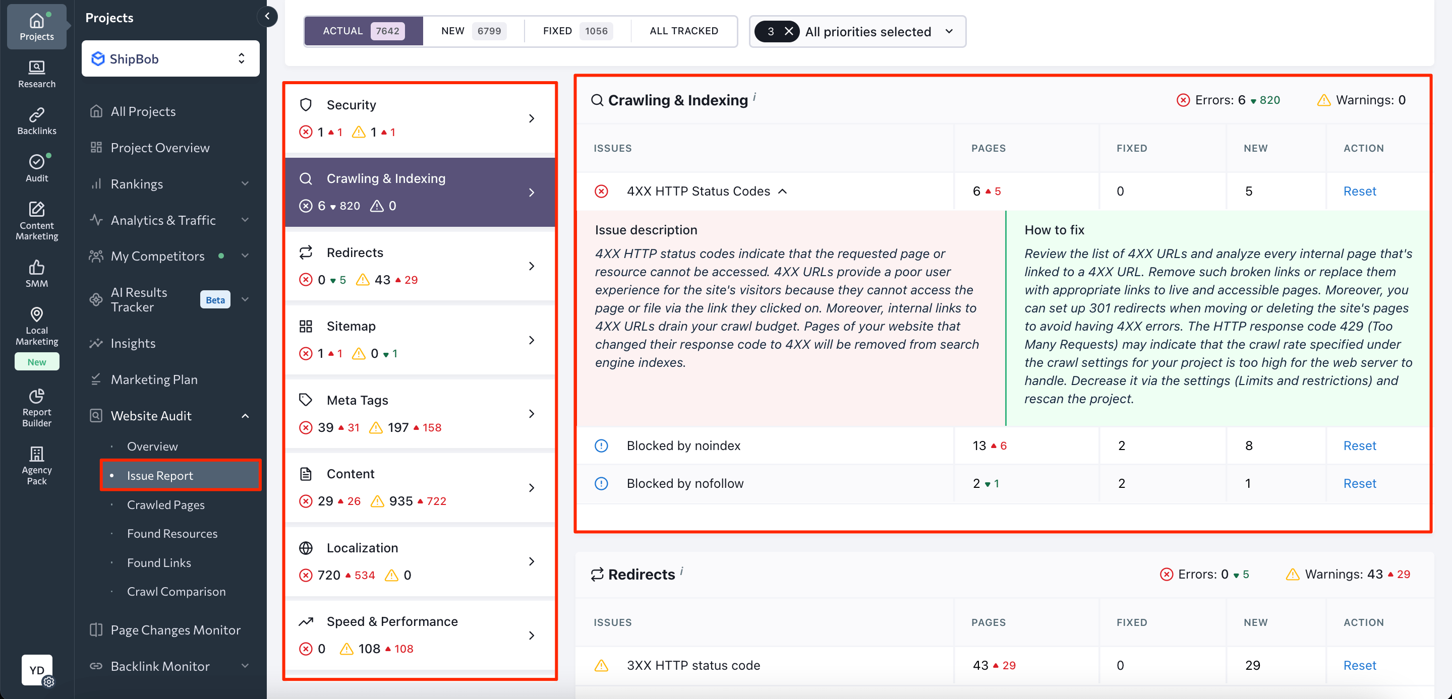 Error information in Issue Report