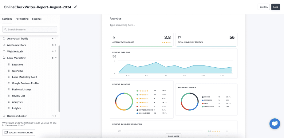 Local Marketing report section
