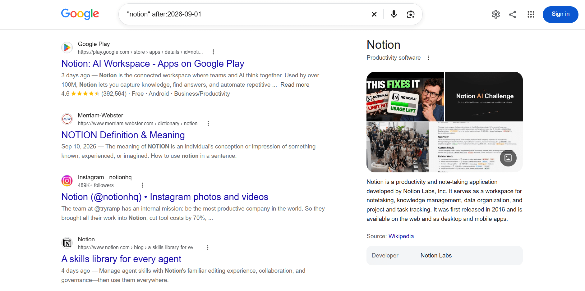 Example of Google search operators combo to know about competitors' new mentions Search operators combo to know about competitors' new mentions