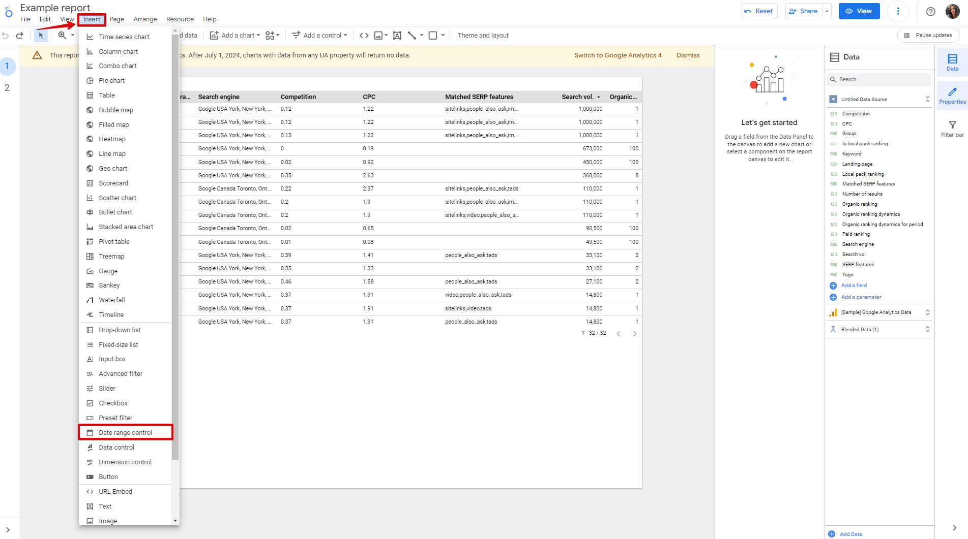 How to add a flexible date range control