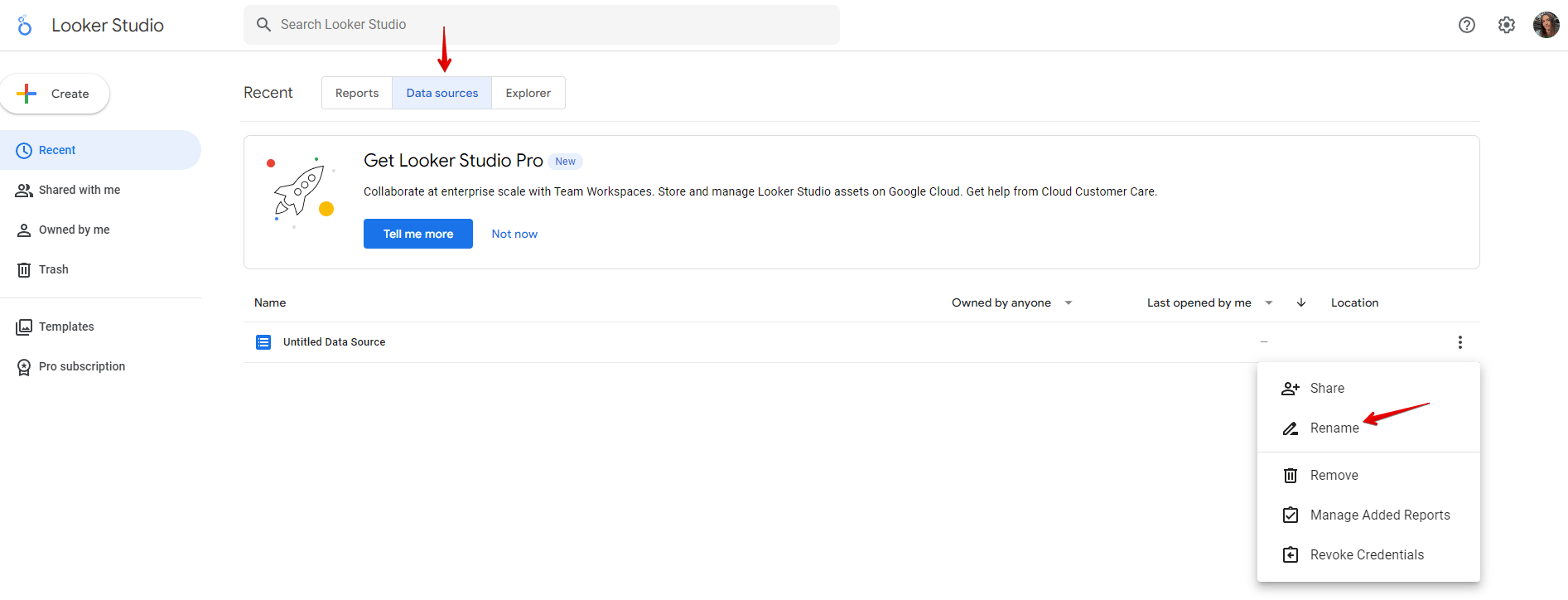 How to rename data sources in Looker Studio