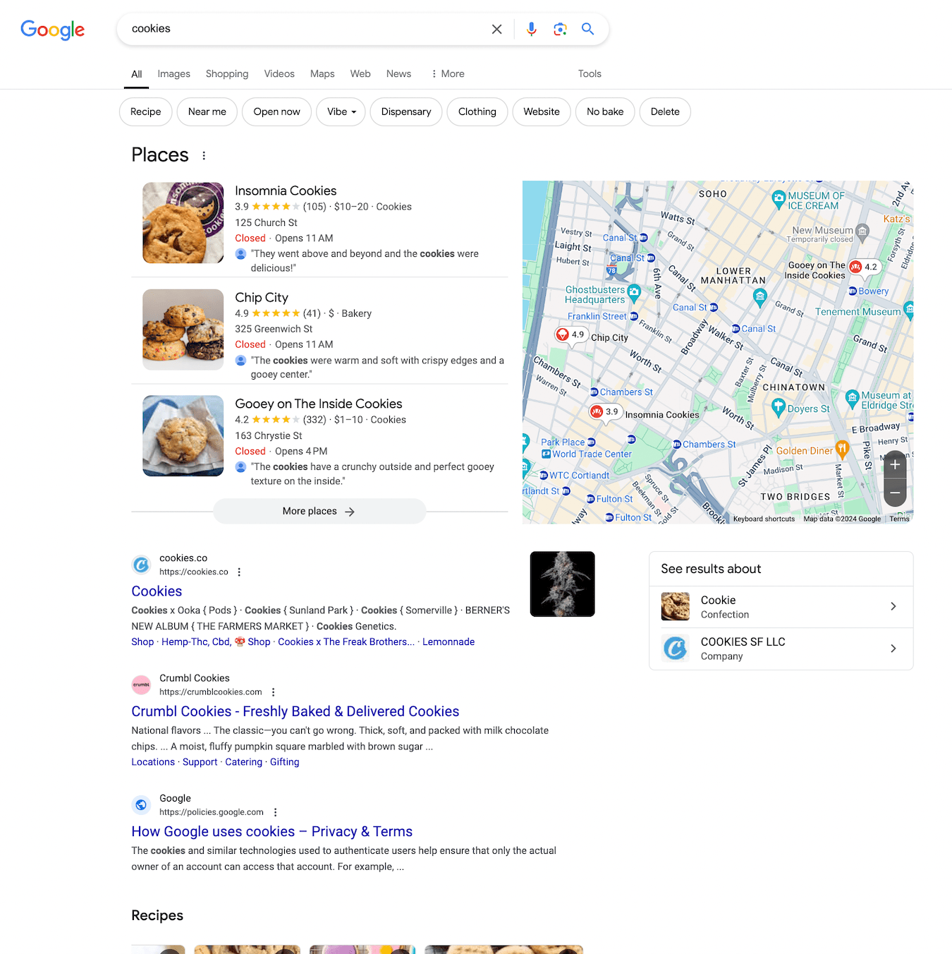 Google's SERP for short-tail query