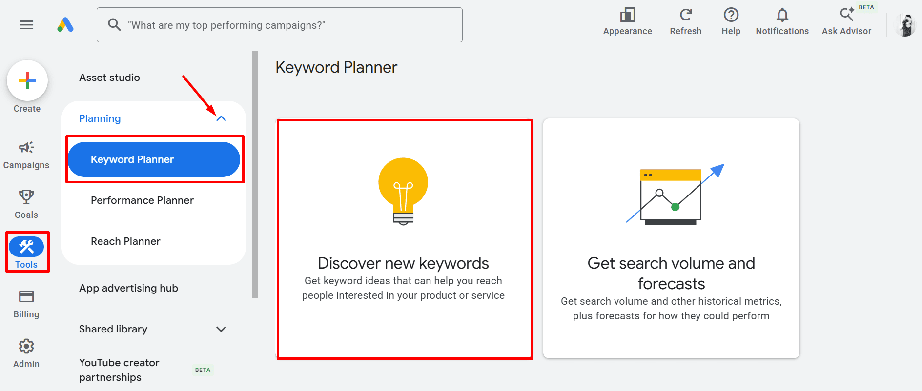 Open Google Keyword Planner Google Keyword Planner