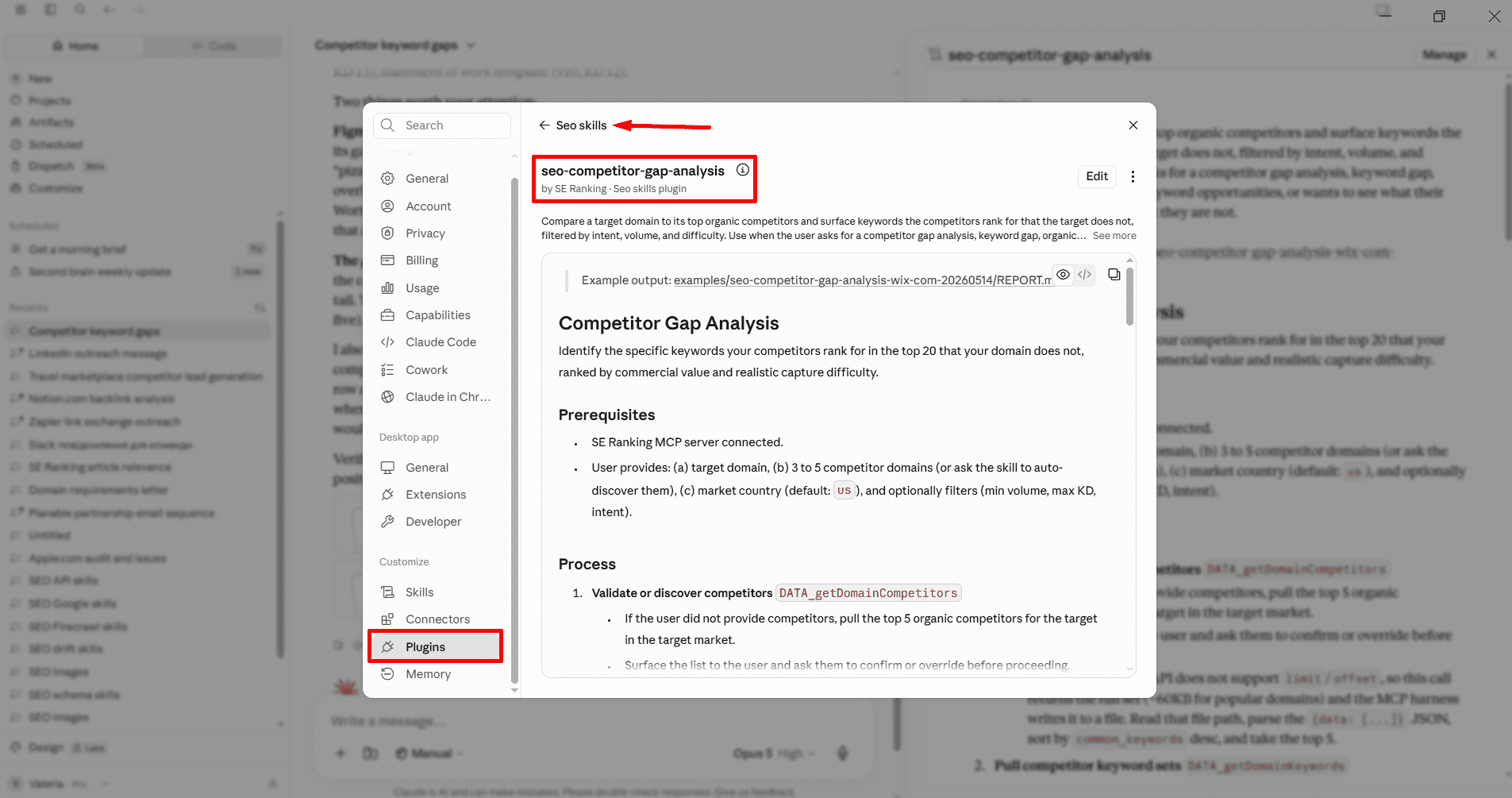 SE Ranking SEO competitor gap analysis Claude Skill SE Ranking SEO competitor gap analysis Claude Skill inside Claude Cowork