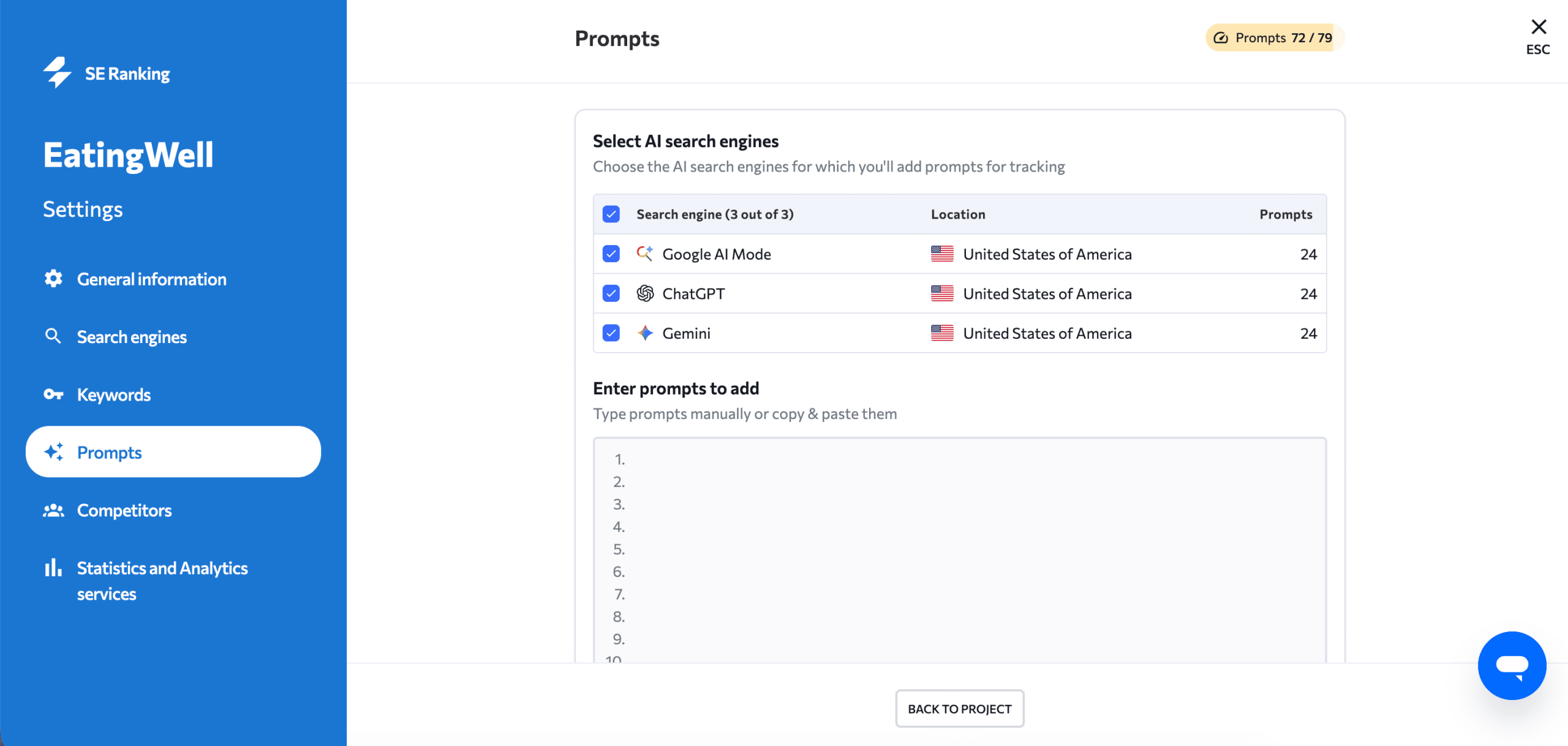 Add prompts for tracking to your project Add prompts to your project