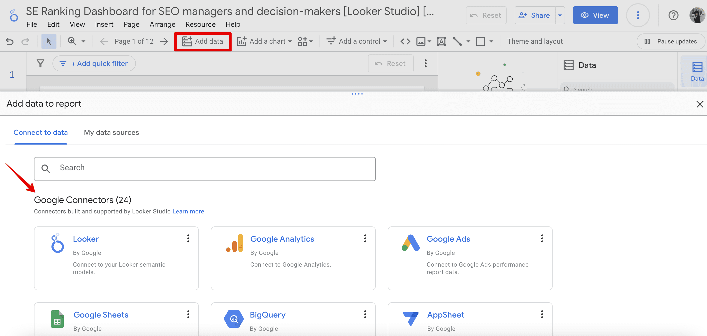 Google Connectors in Looker Studio