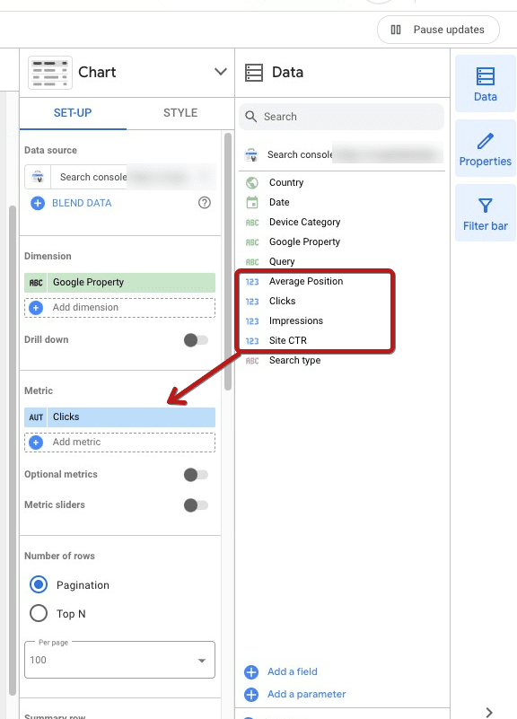 Metrics in Looker Studio