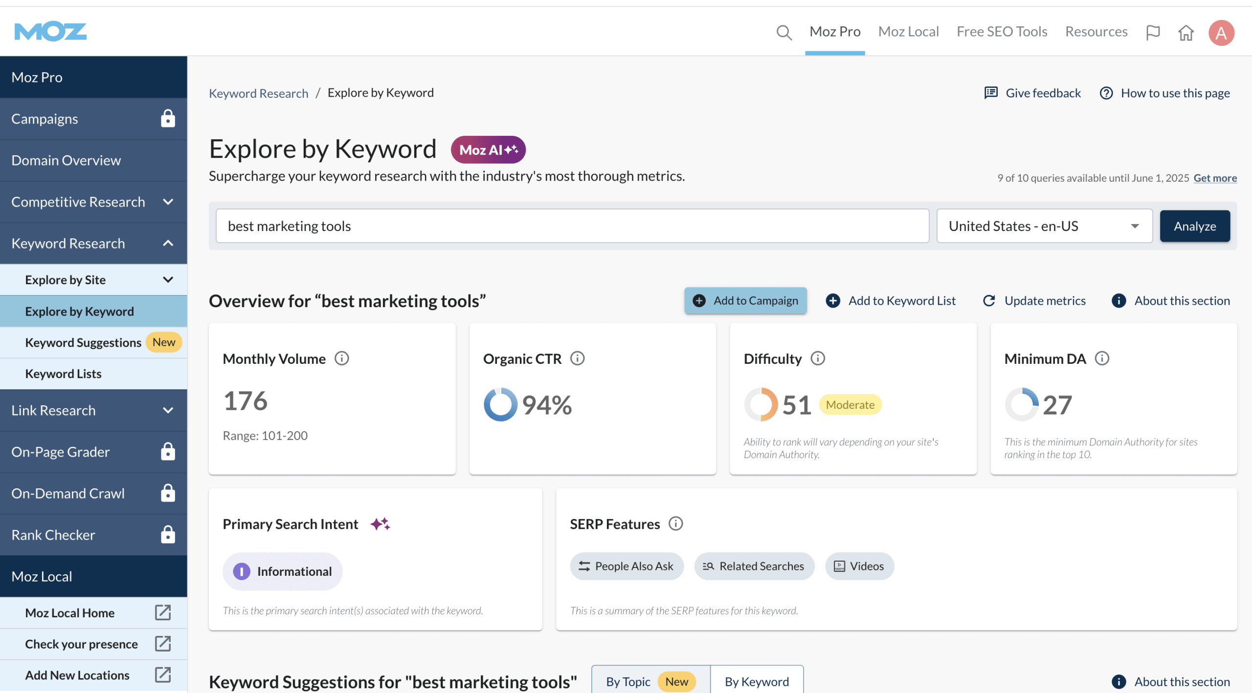 Moz Pro Moz Keyword Explorer