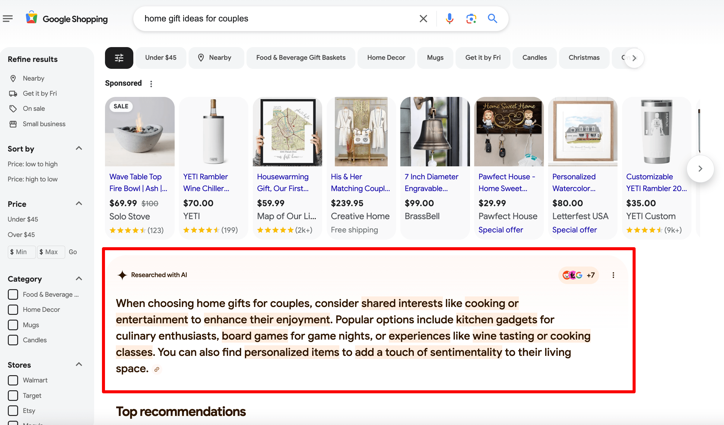 AI Overview feature in Google Shopping