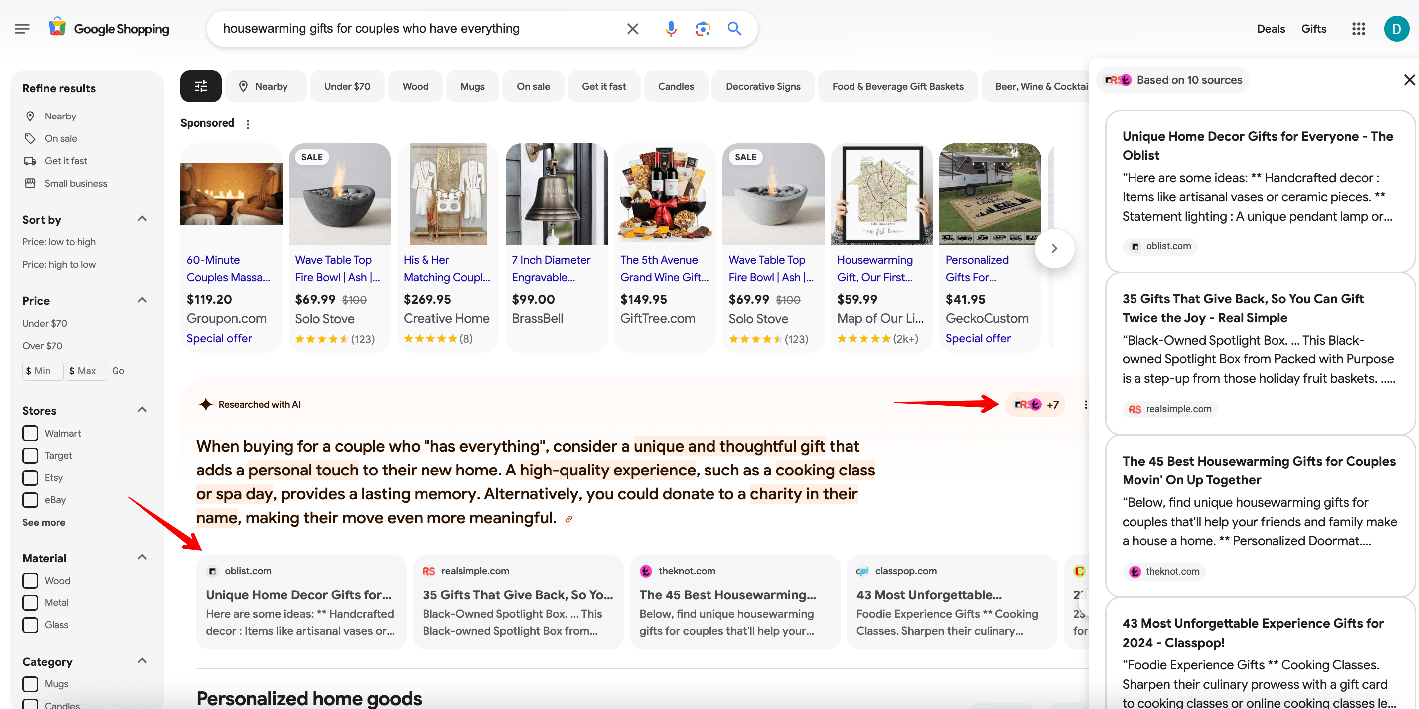 Google Shopping with AI Overview feature