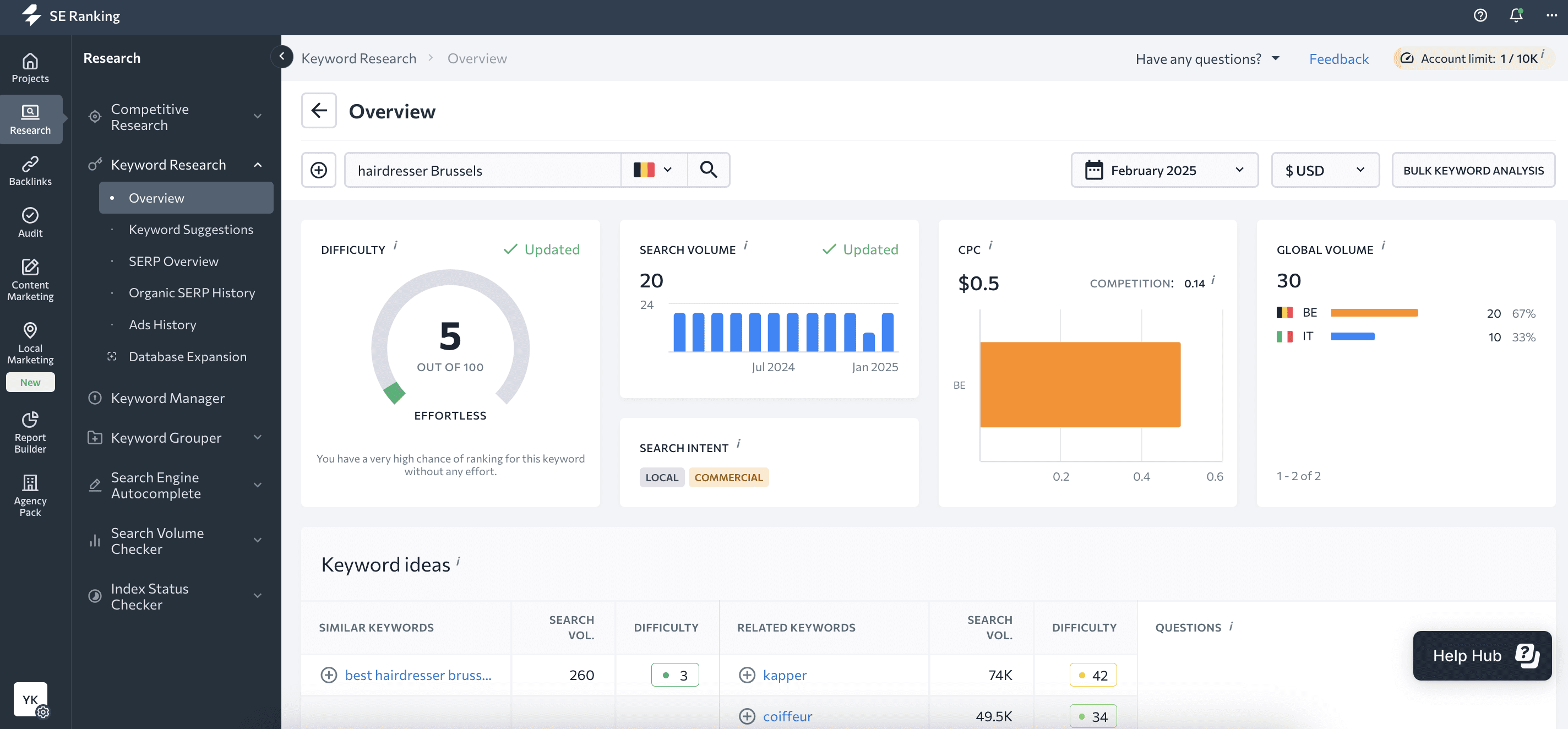 Keyword Research Tool by SE Ranking