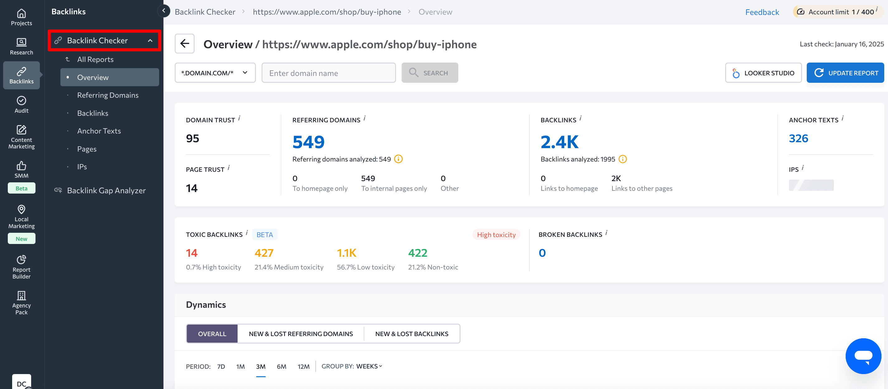 SE Ranking’s Backlink Checker tool