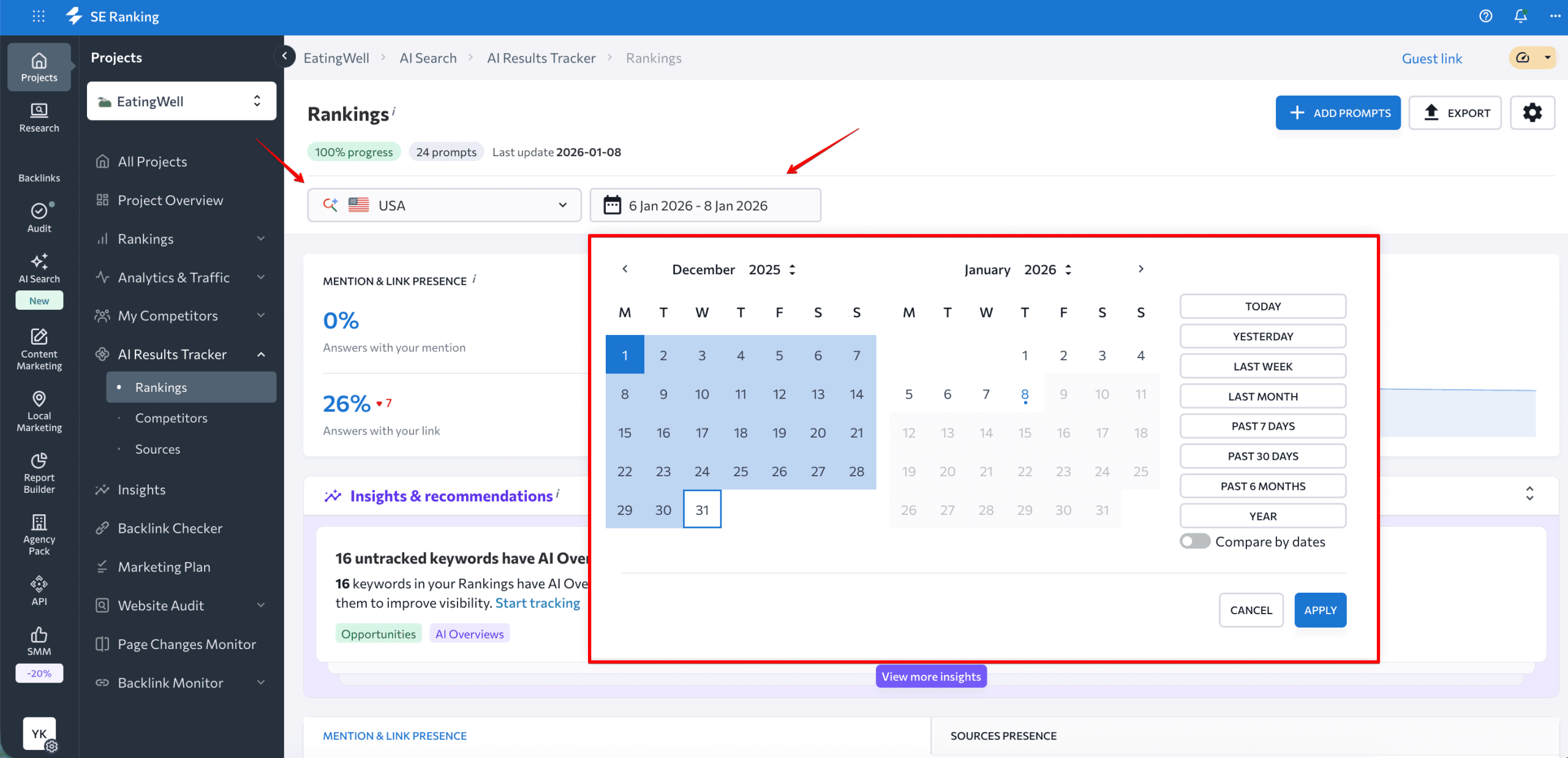 See historical data for your project in AI Resuts Tracker Open historical data in AI Results Tracker