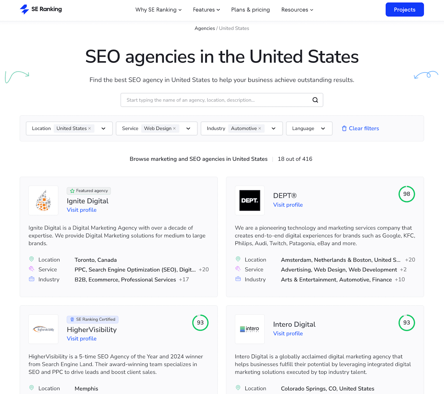 SE Ranking’s Agency Catalog