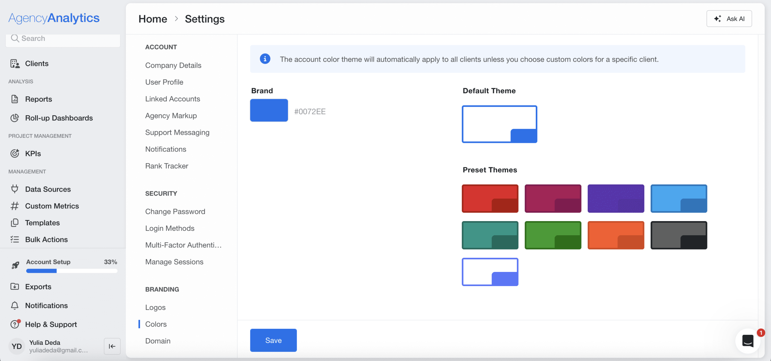 White Label feature in AgencyAnalytics AgencyAnalytics white label