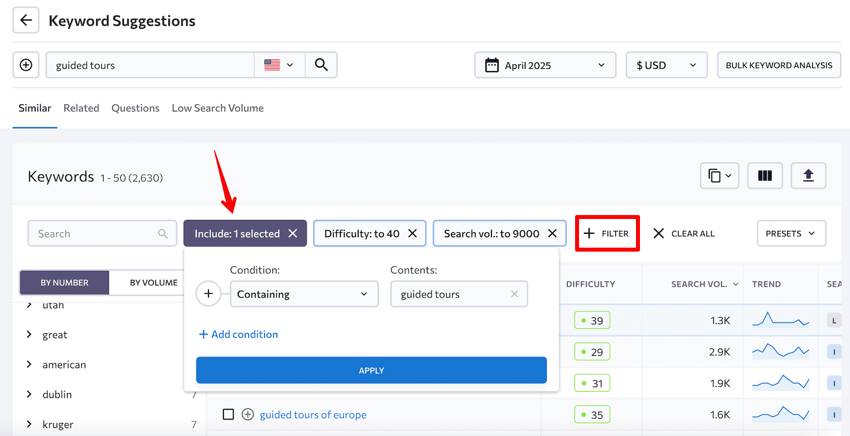 Focusing on exact matches of main keyword 