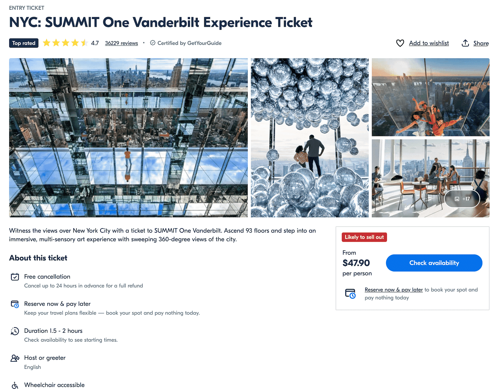 Pre-designed templates on GetYourGuide