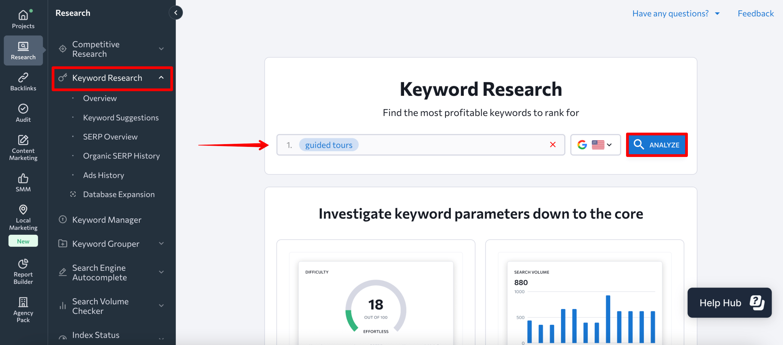 SE Ranking's Keyword Generator tool