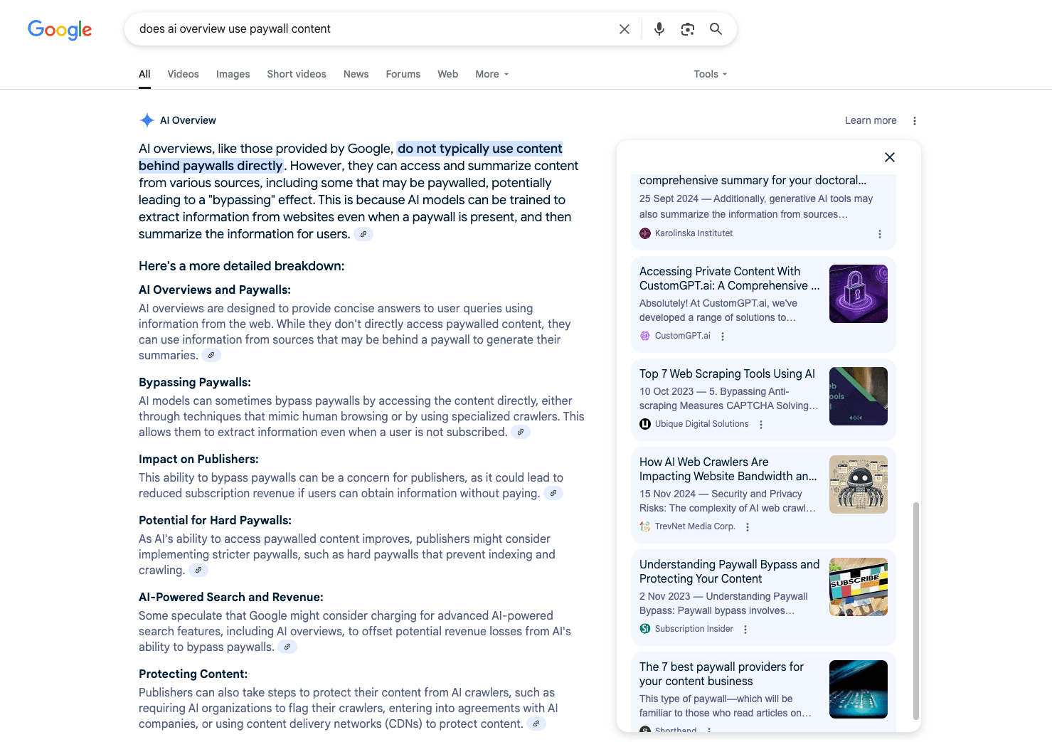 AIO on using paywalled content