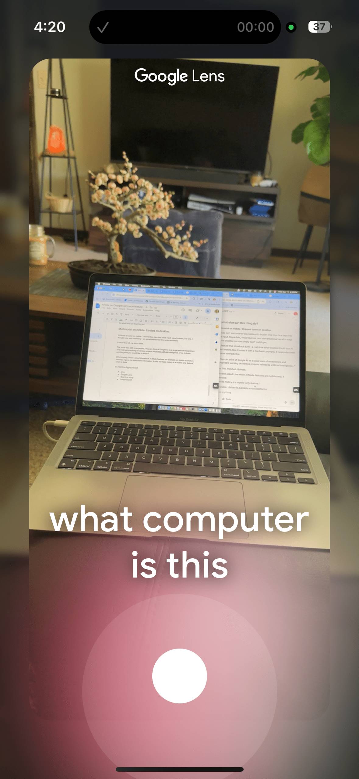 Lens scans a laptop to identify its make and model using visual input.