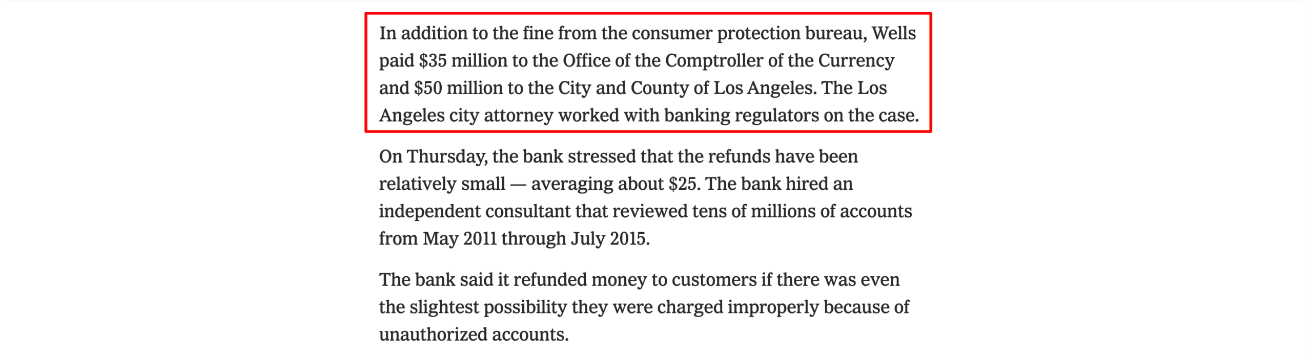 NYT on wells fargo lawsuit