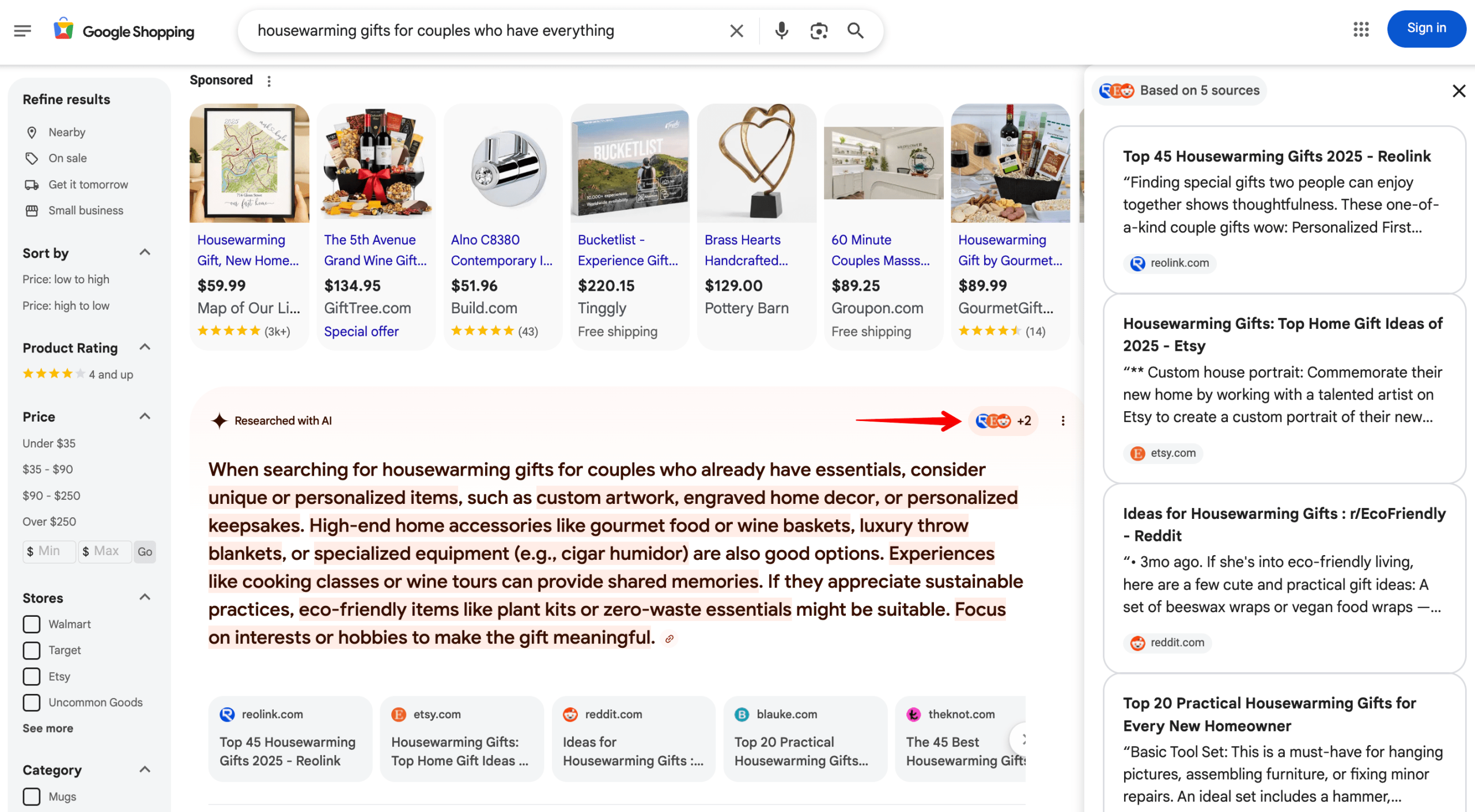 AI Overview in Google Shopping