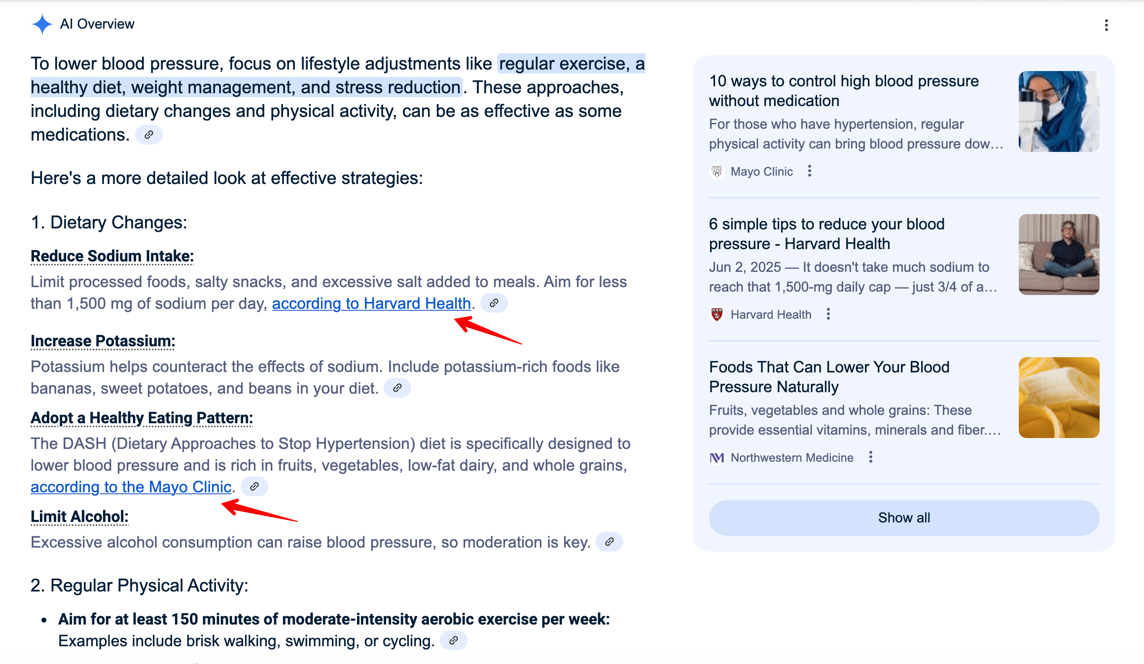 Real blue anchor text hyperlinks in AIOs