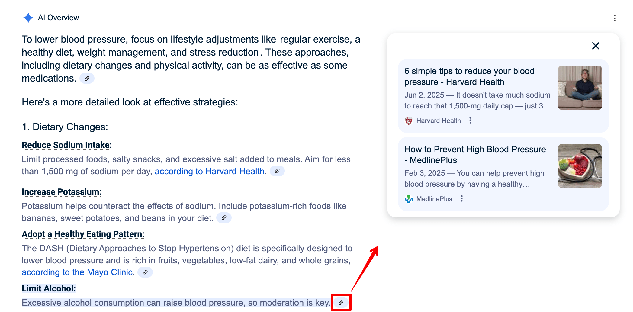 Links in Google's AI Overviews
