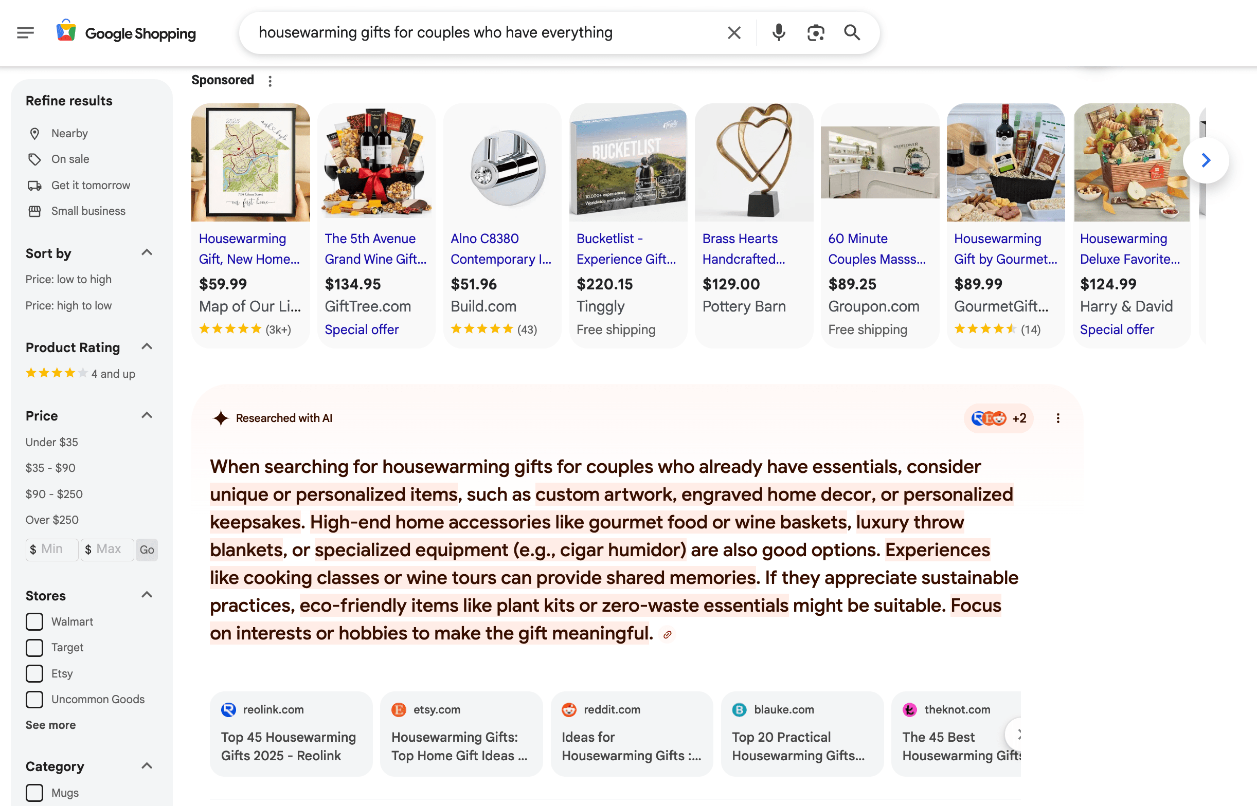 AI Overviews in Shopping tab