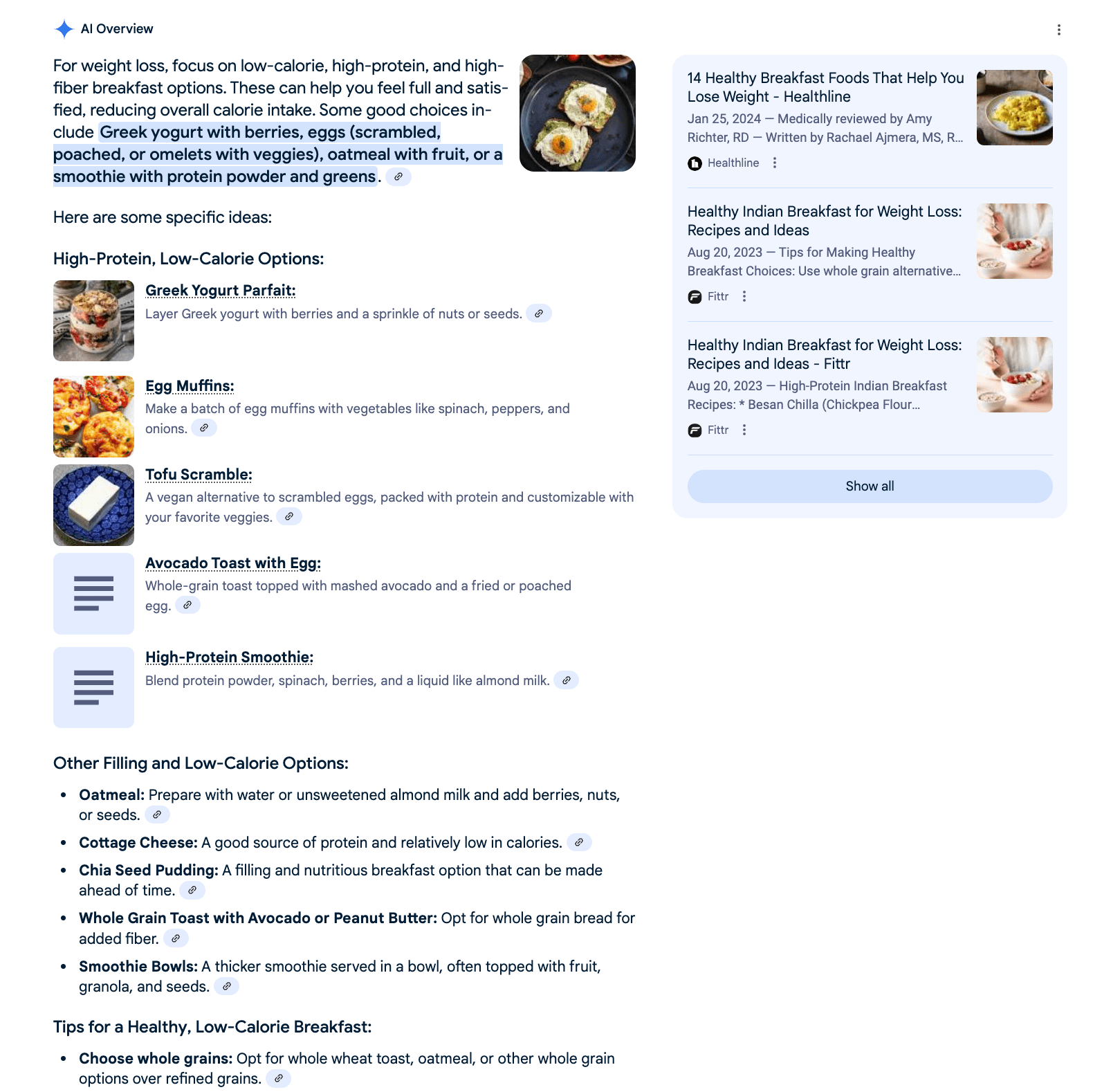 AI Overviews with tables and images