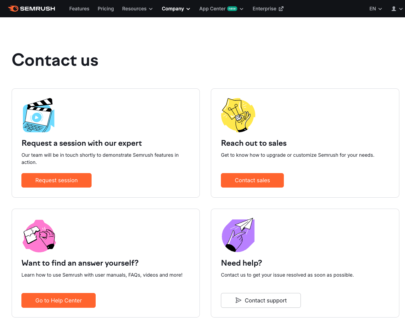 Support & Resources by Semrush