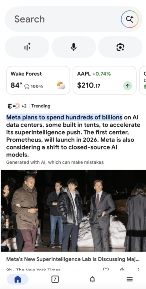 AI Overviews in the Discover feed