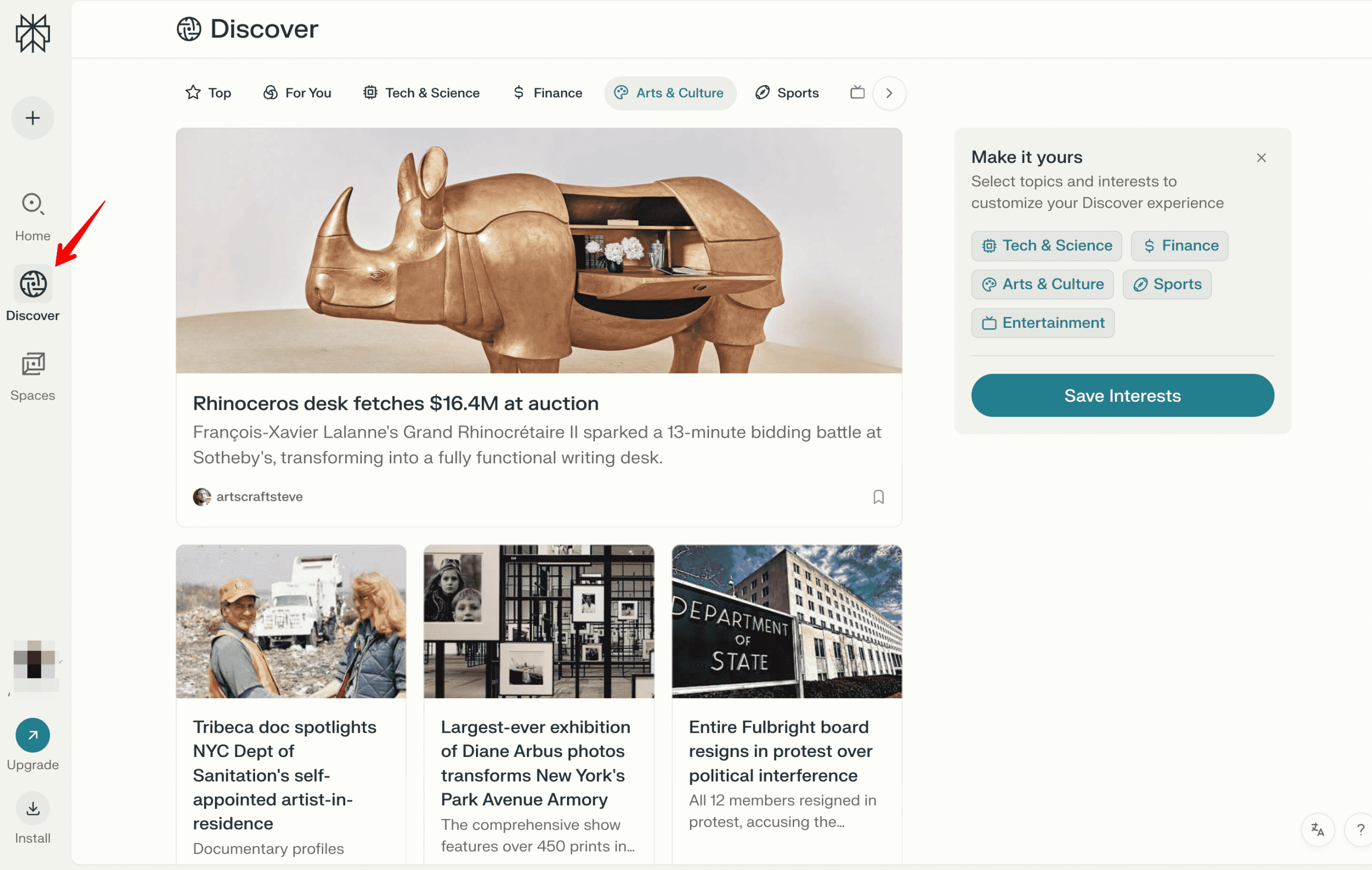 Perplexity's Discover feature