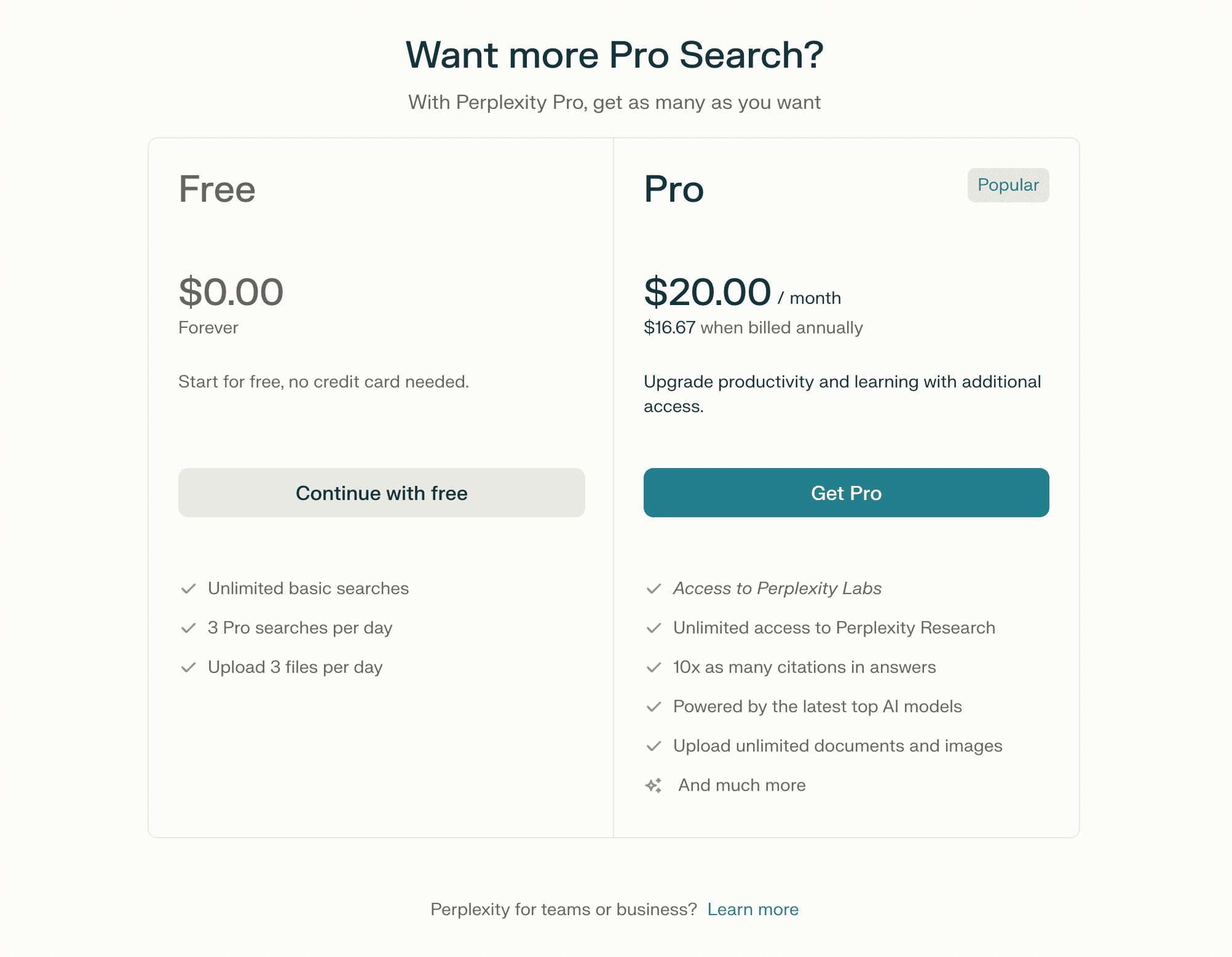 Perplexity's pricing plans