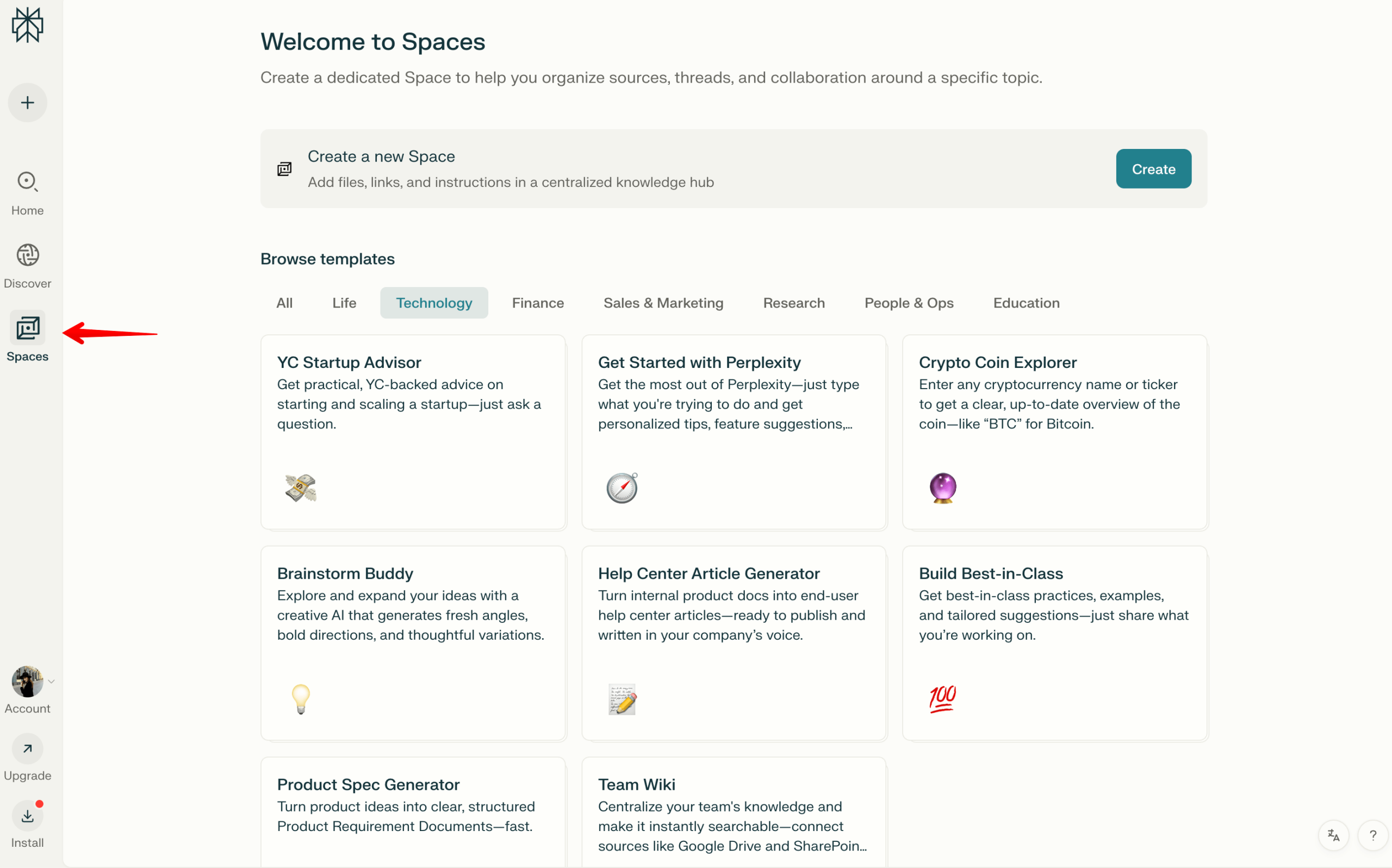Perplexity's Spaces feature
