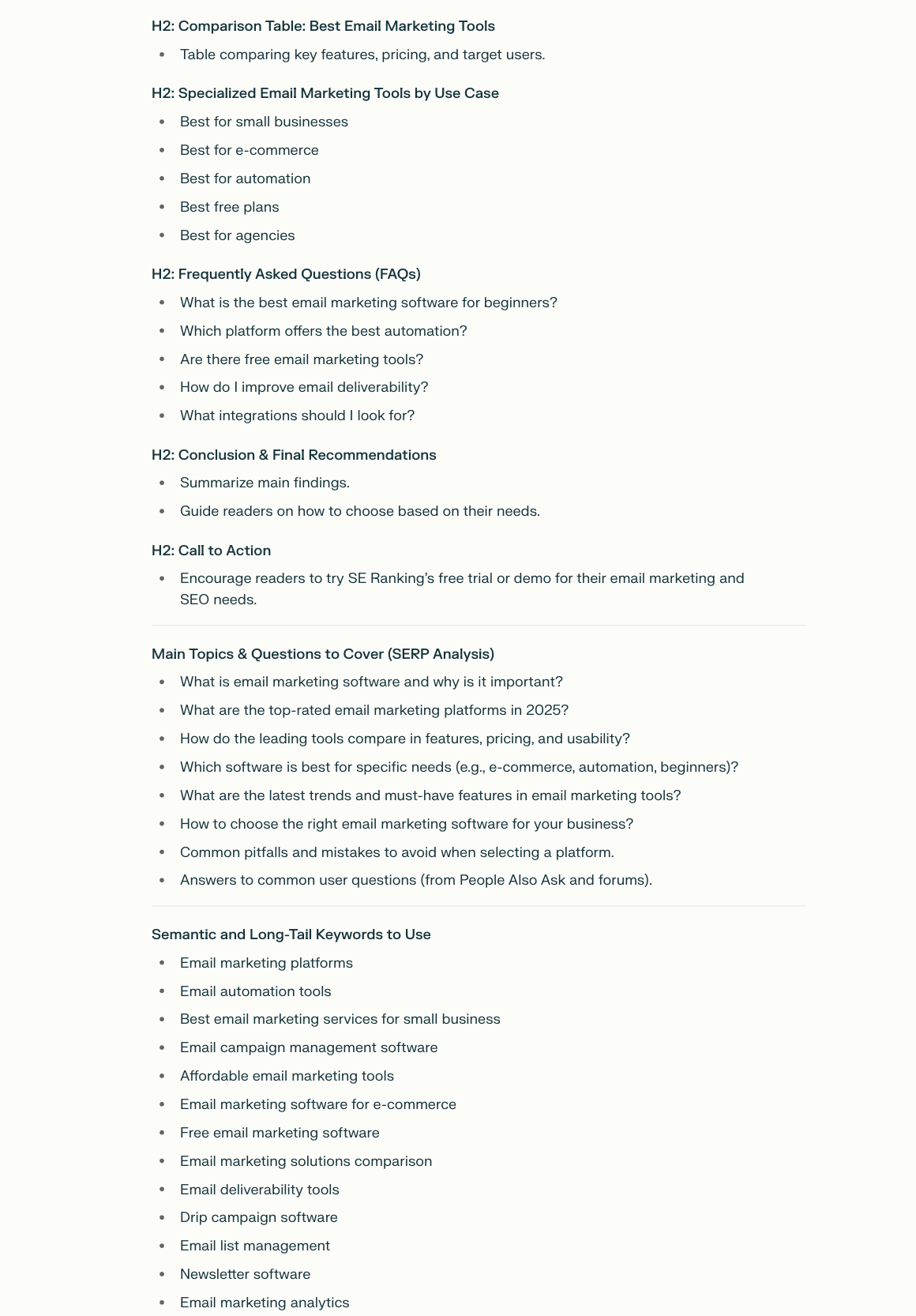 Creating SEO brief with Perplexity AI
