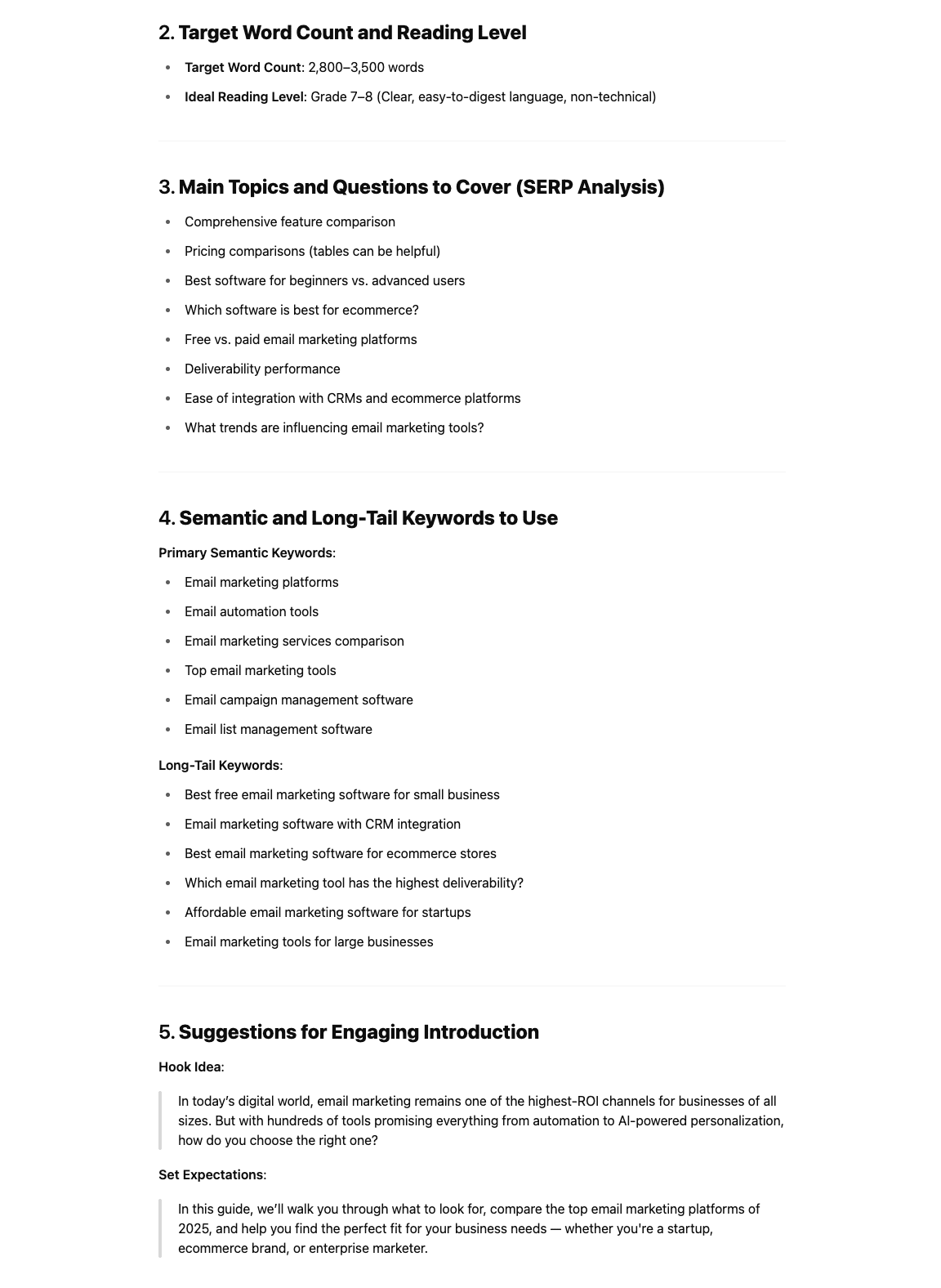 SEO brief in ChatGPT