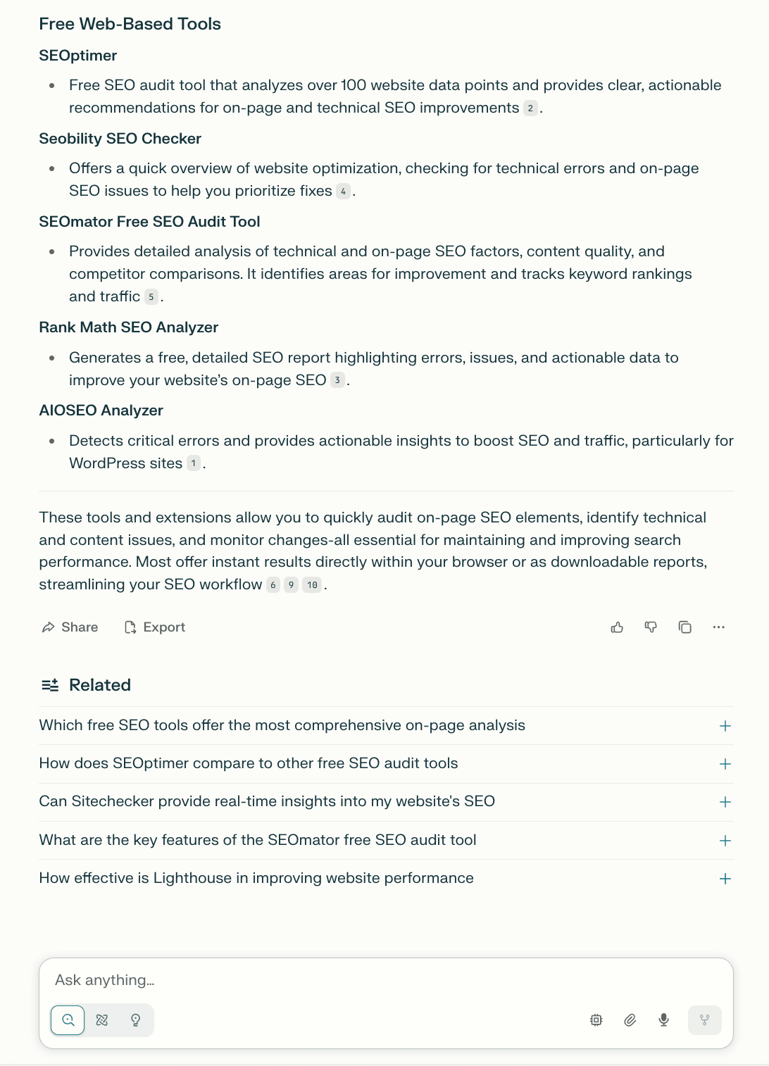 Free tools and Chrome extensions (Perplexity AI)