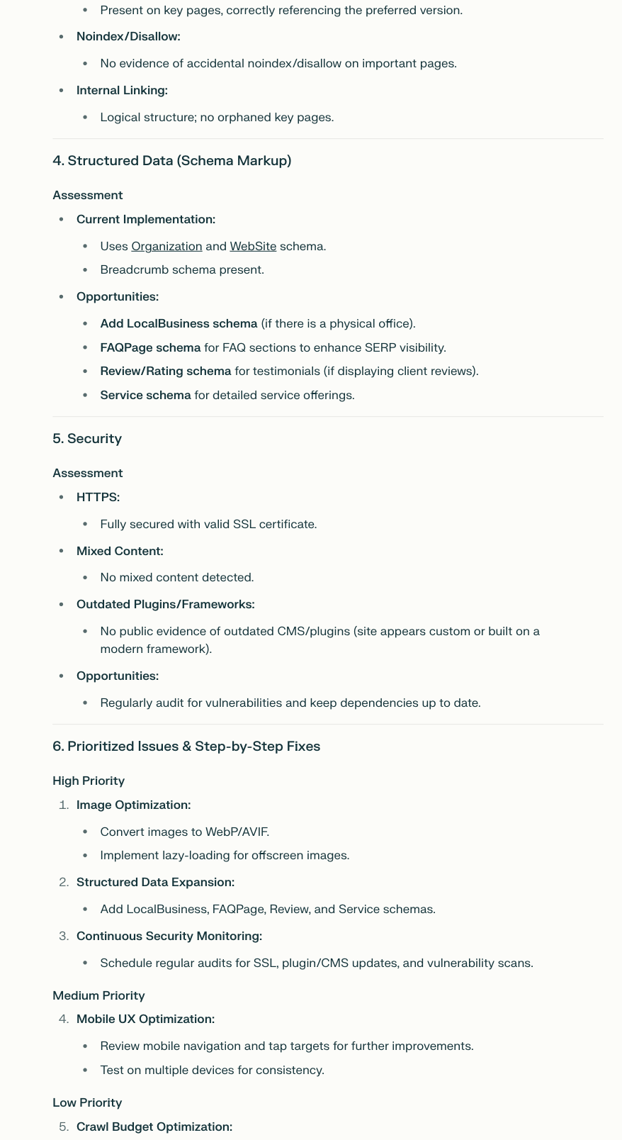 Technical SEO audit with Perplexity
