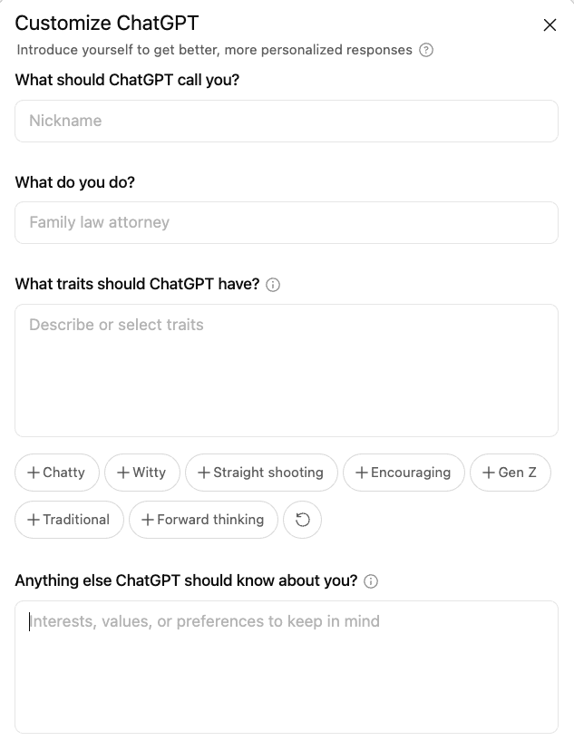 Customize ChatGPT