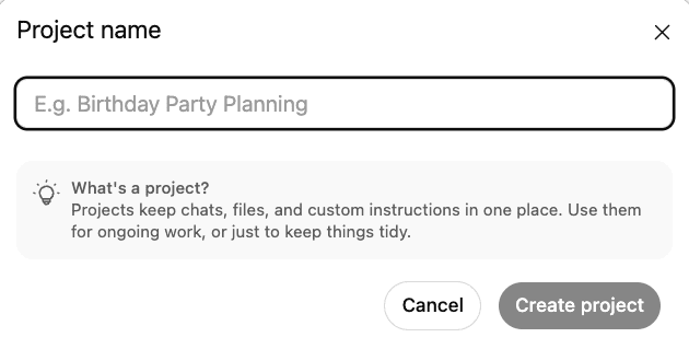 Projects feature