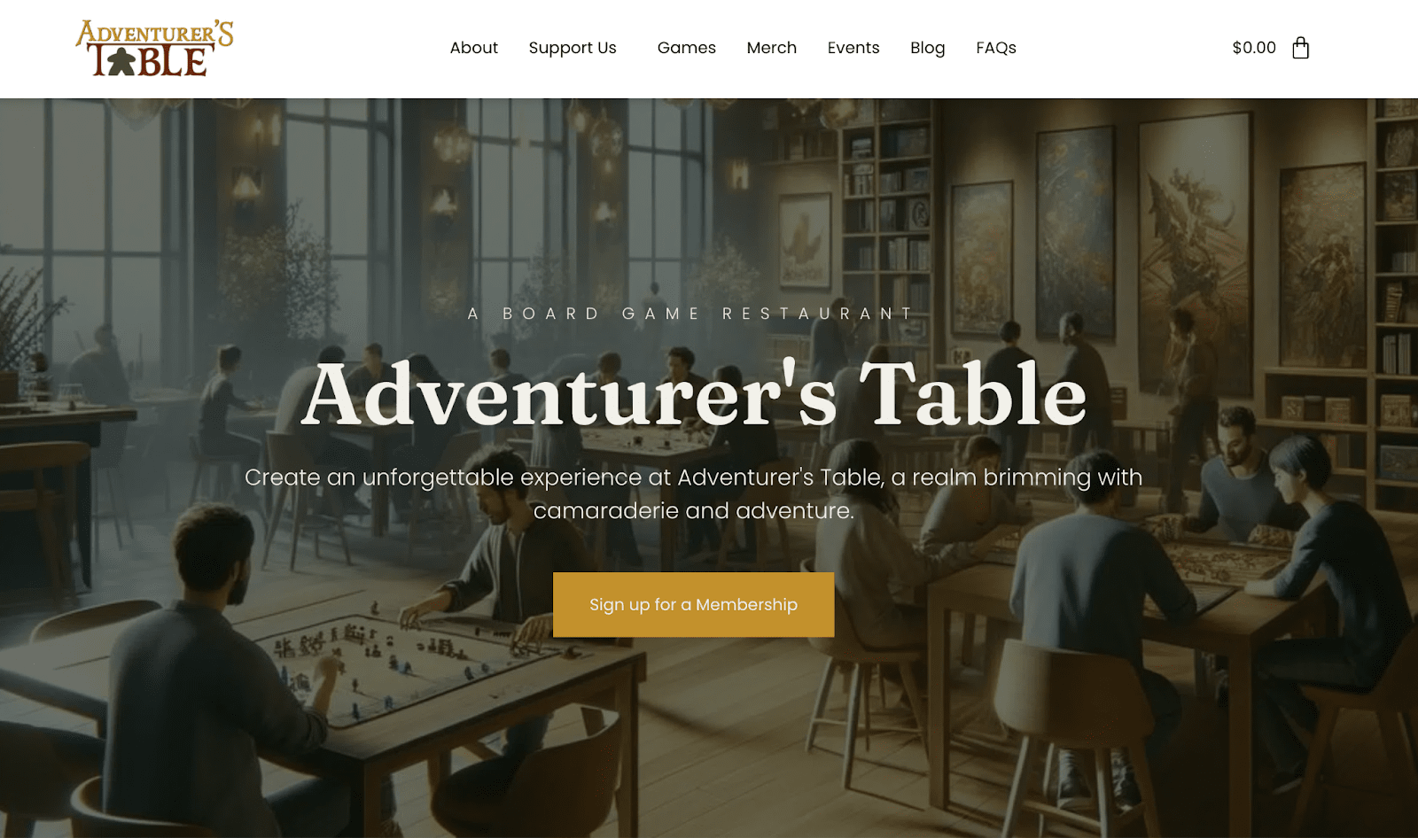 Adventurer’s Table home page