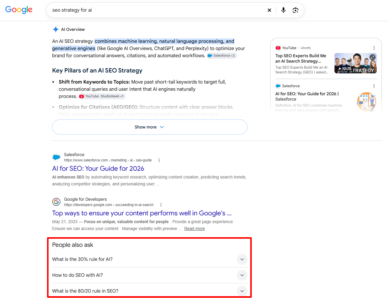 AI Overview and PAA in a single SERP AI Overview and PAA in SERP example