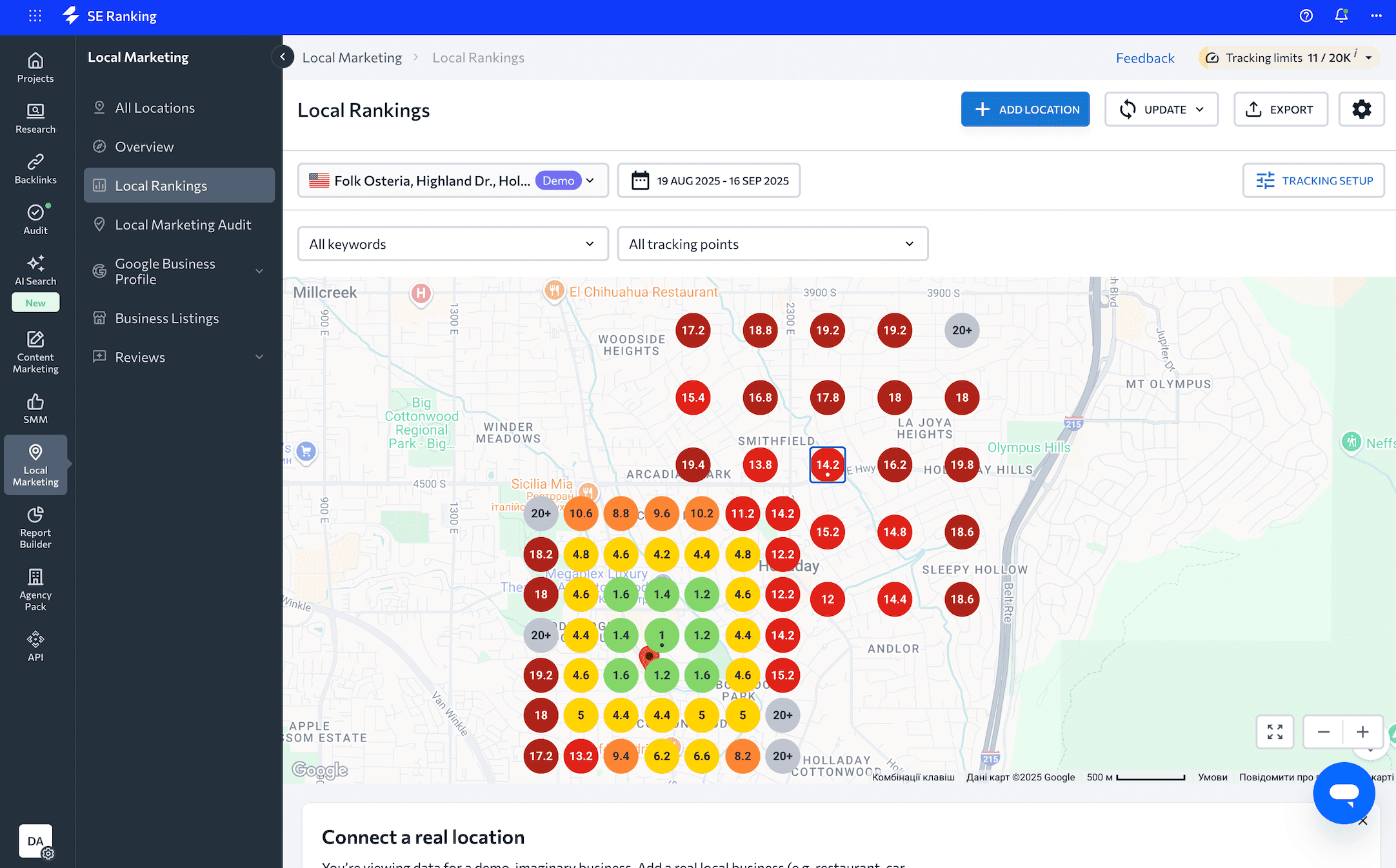 SE Ranking's Local Marketing module
