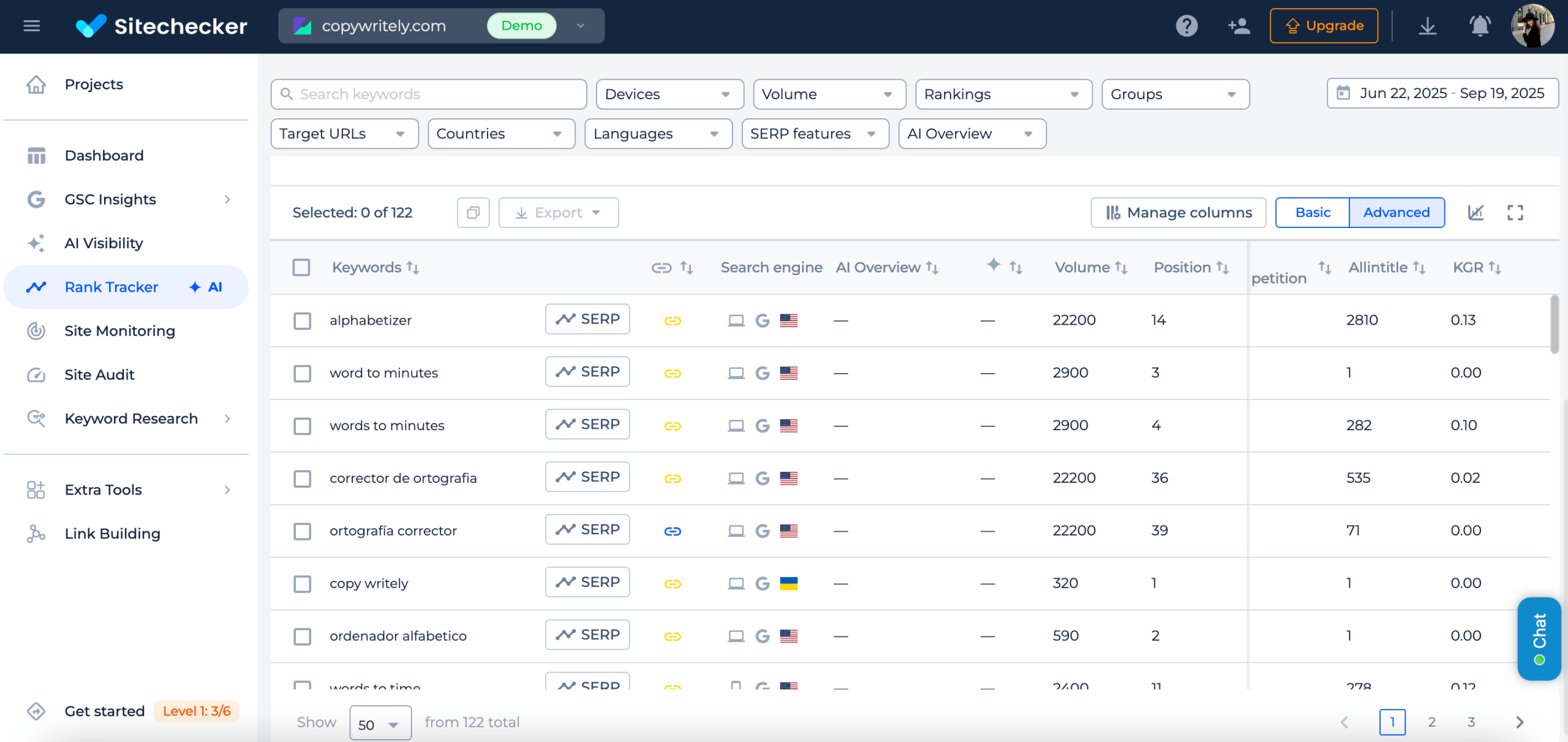 Sitechecker’s Rank Tracker tool