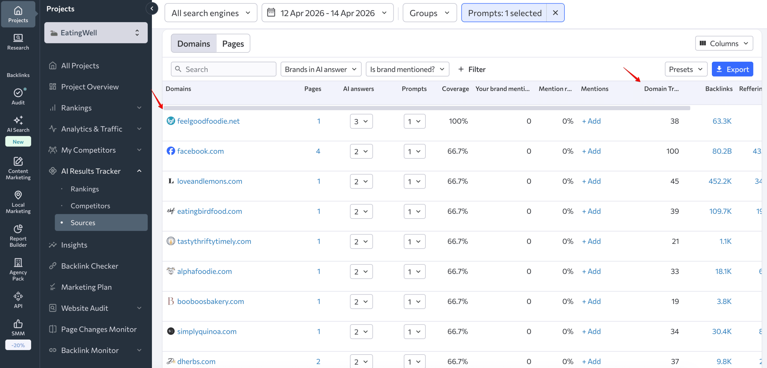 Sort sources cited by AI by domain trust Cited sources with domain trust
