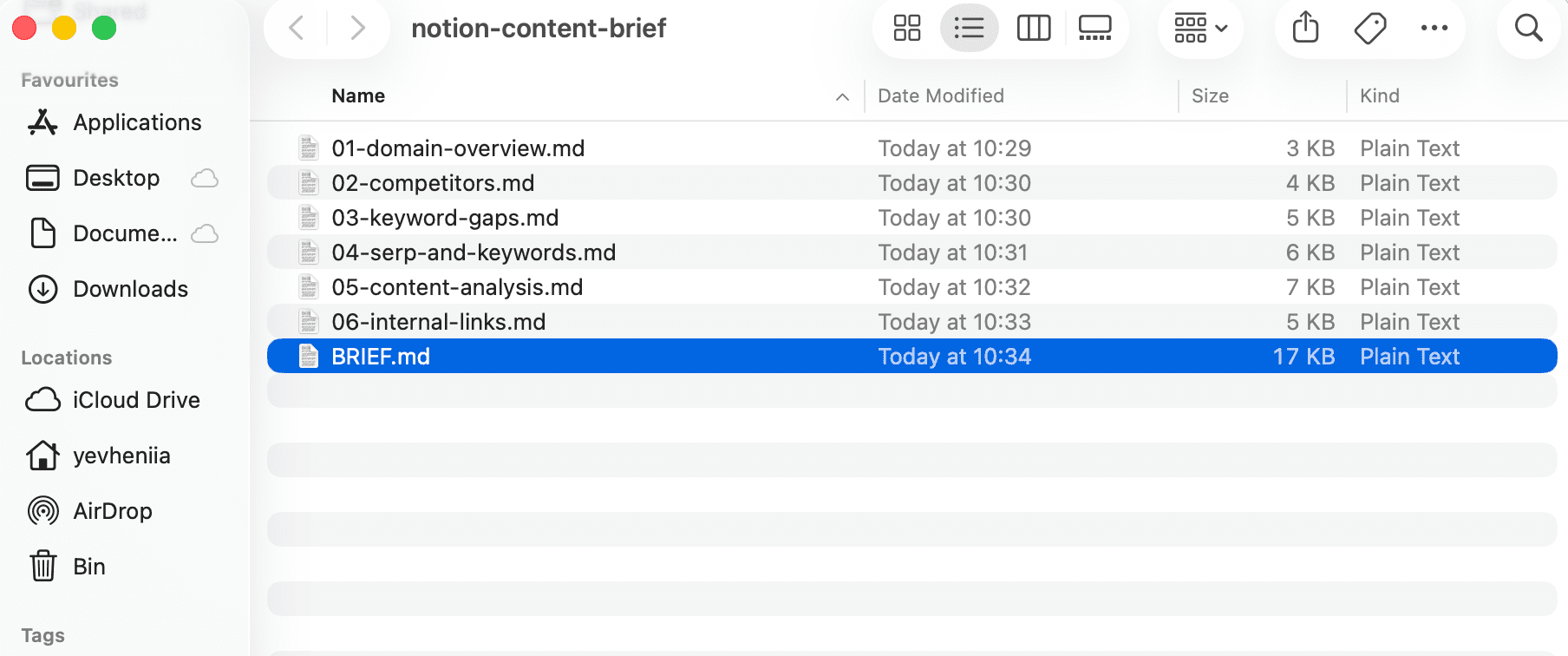 Files Claude generated based on SE Ranking's data Claude file structure