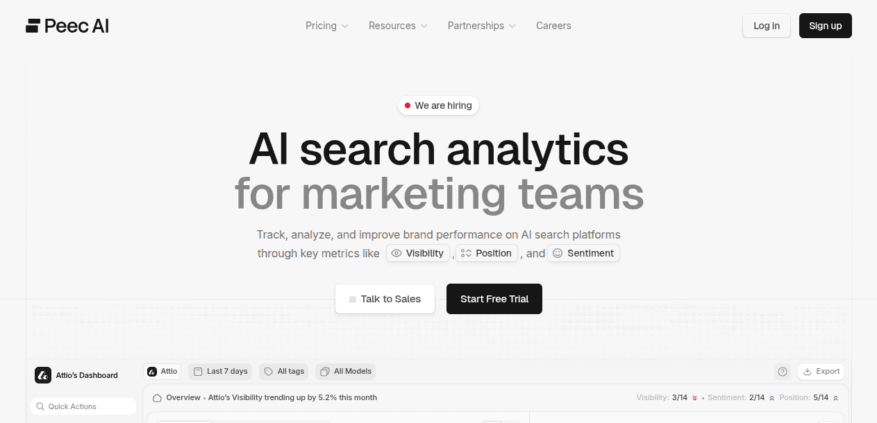 Peec AI Peec AI homepage